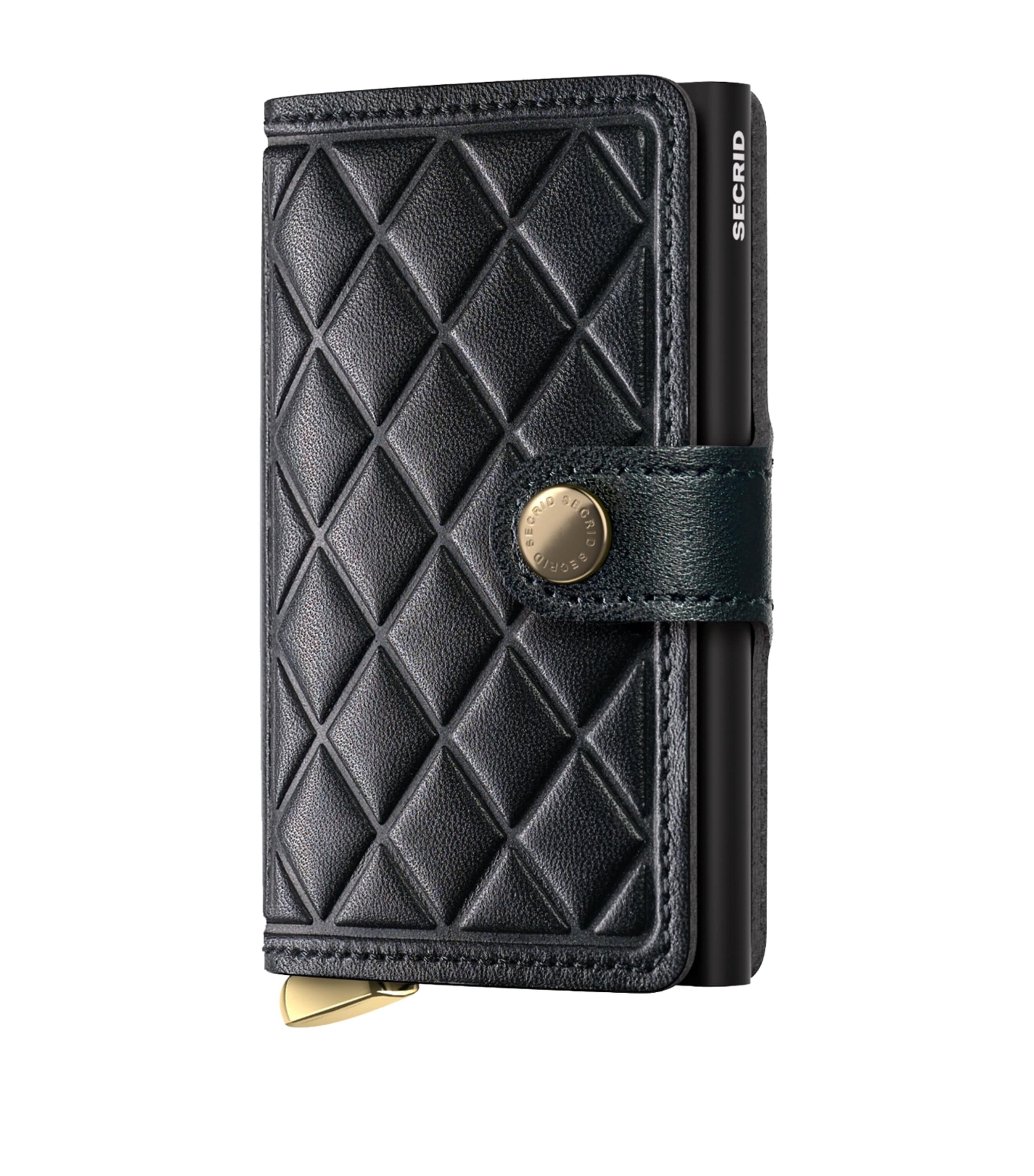 Leather Diamond-Embossed Miniwallet BLACK Image 1