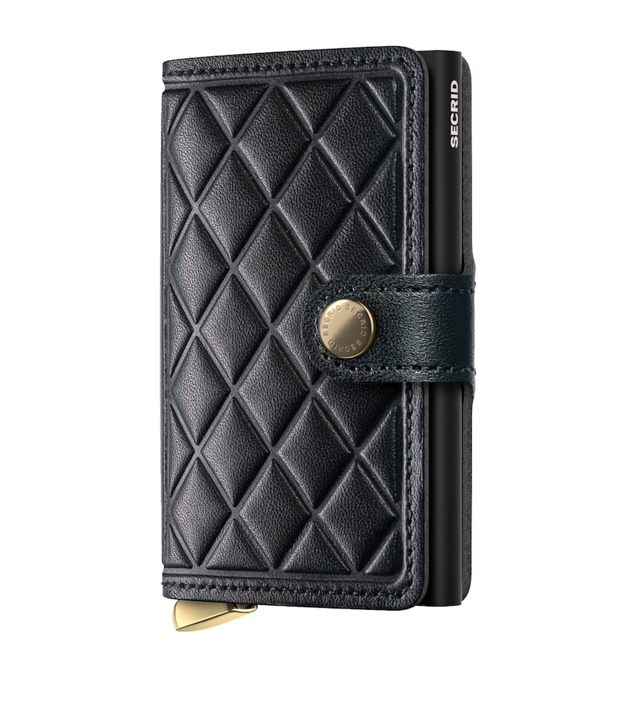Leather Diamond-Embossed Miniwallet BLACK Image 1