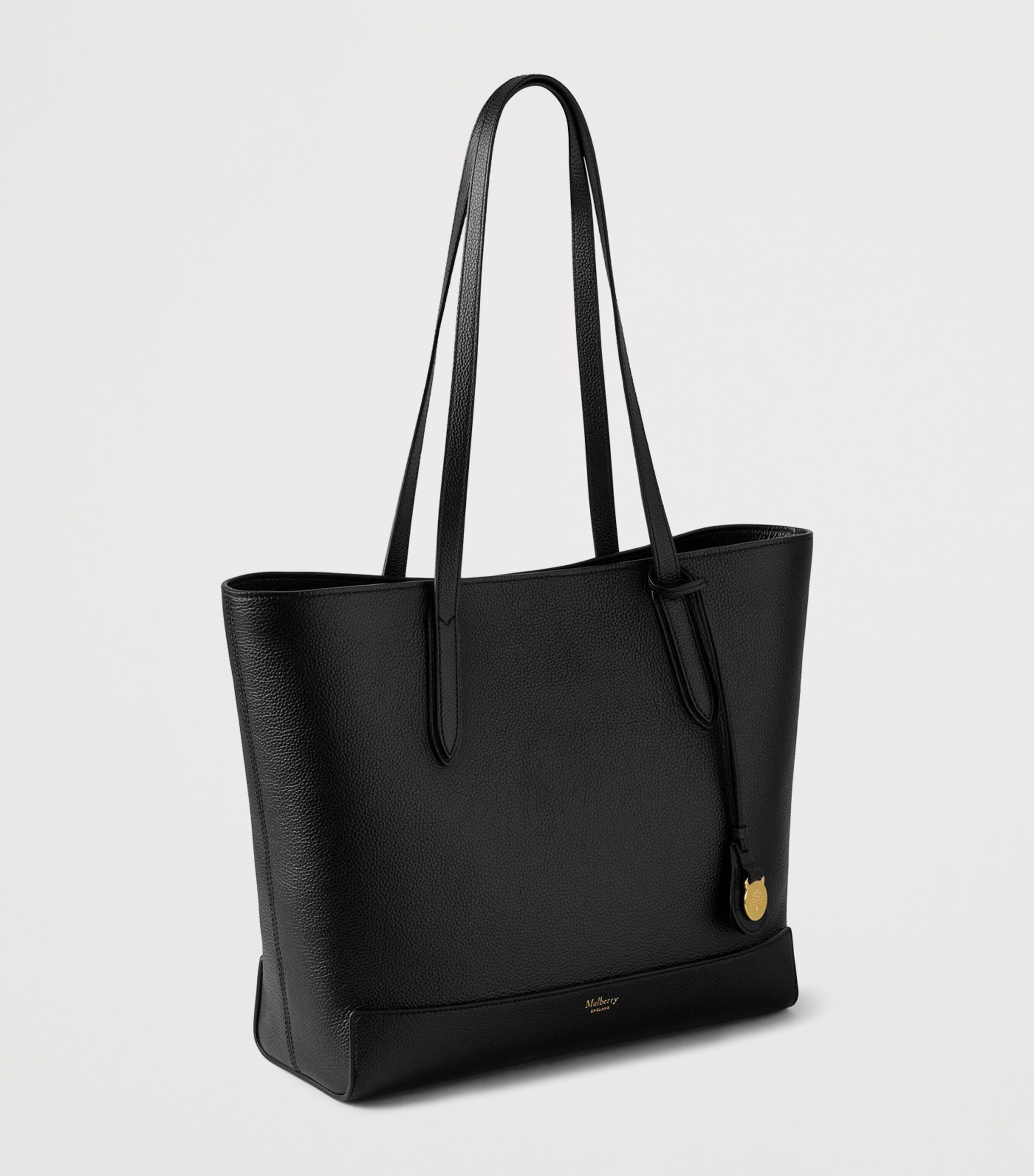 Leather East West Tote Bag BLACK Image 2