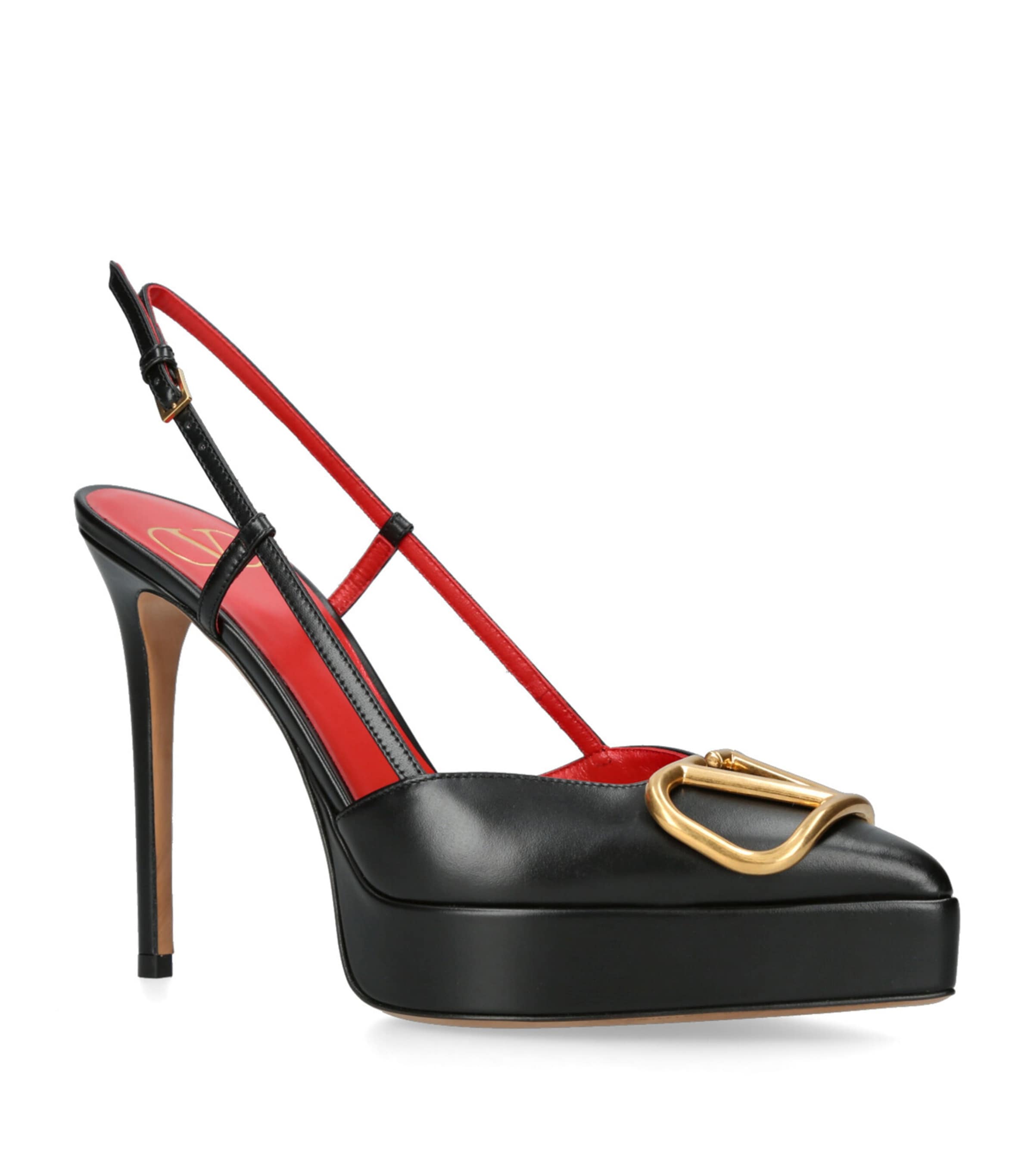 Valentino Garavani Vlogo Medallion Patent Slingback Pumps In Black