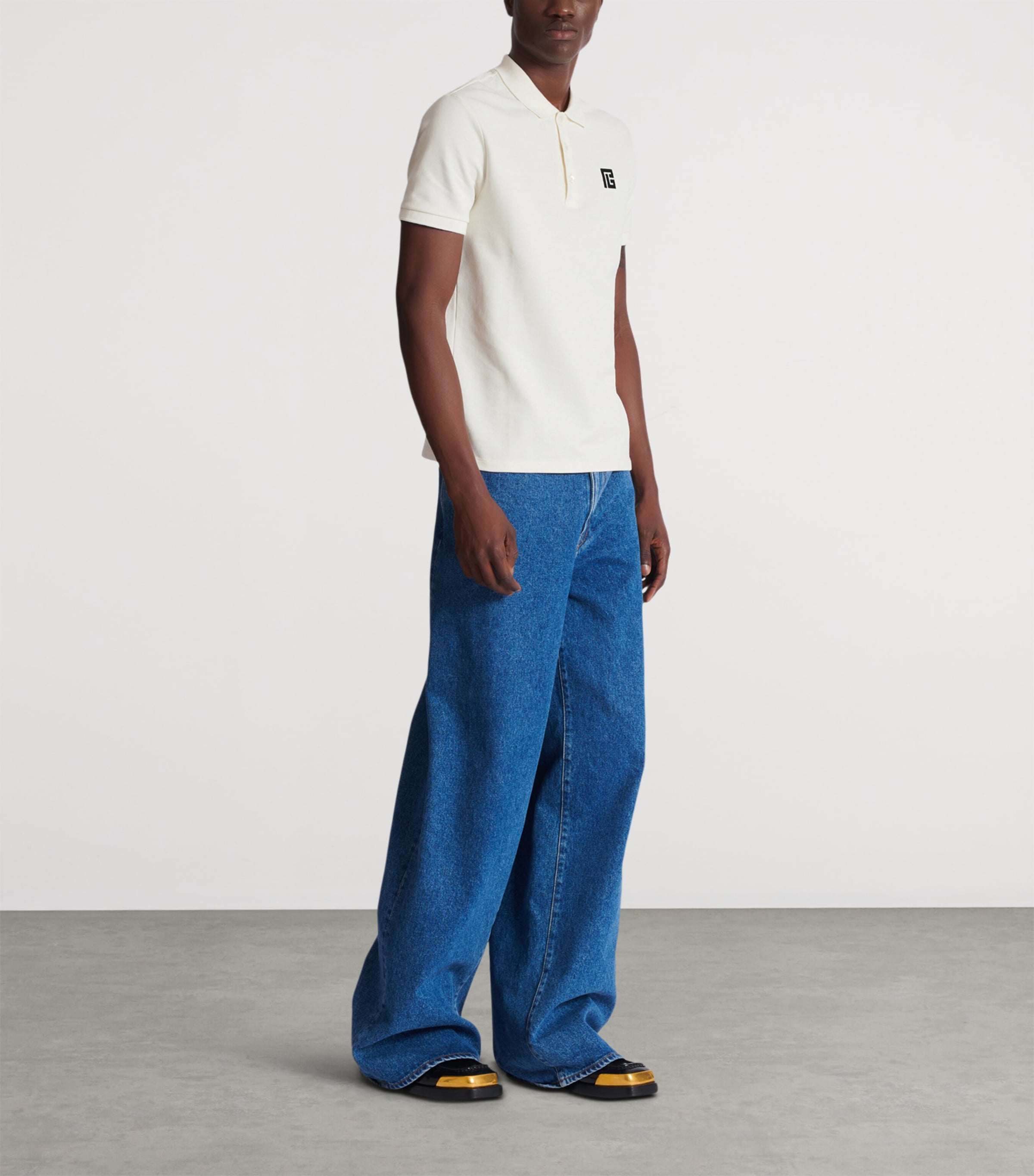 Cotton Monogram Polo Shirt GAB BLANC/NOIR Image 2