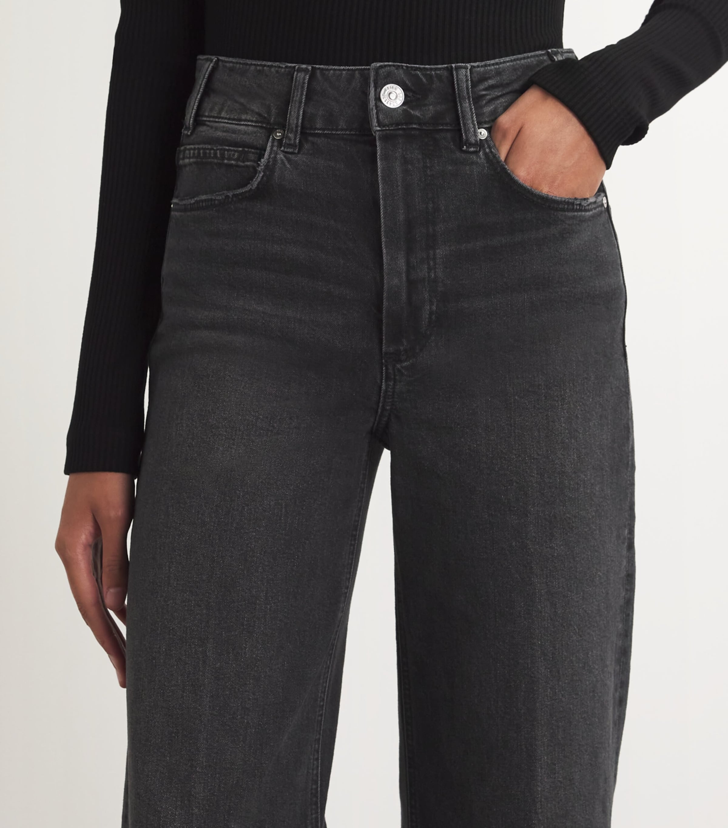 Sasha High-Waist Straight Jeans  VIPER BLK DISTRSSD Image 6