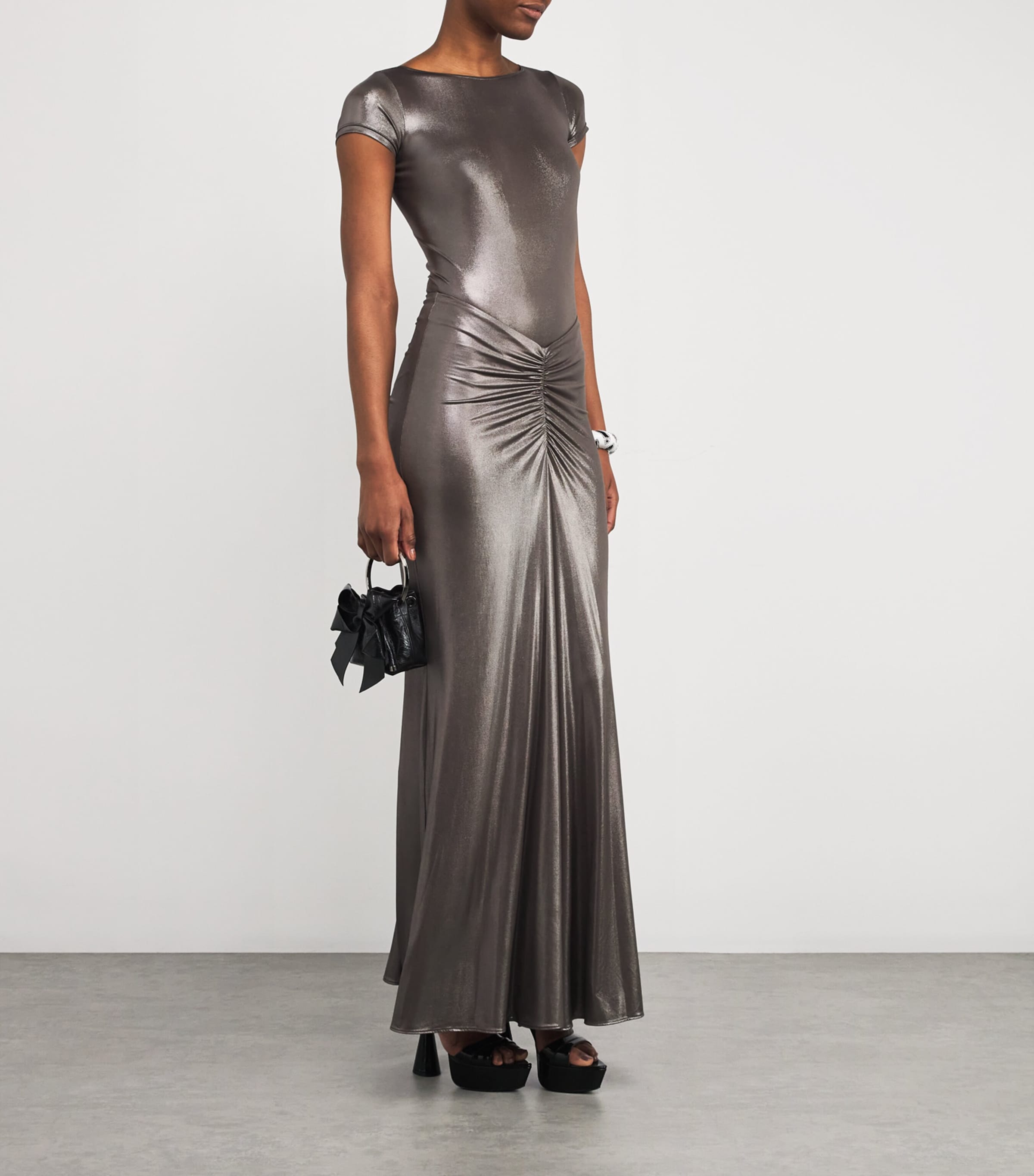 LAPOINTE Womens Metallic Bodysuit Steel Image 2