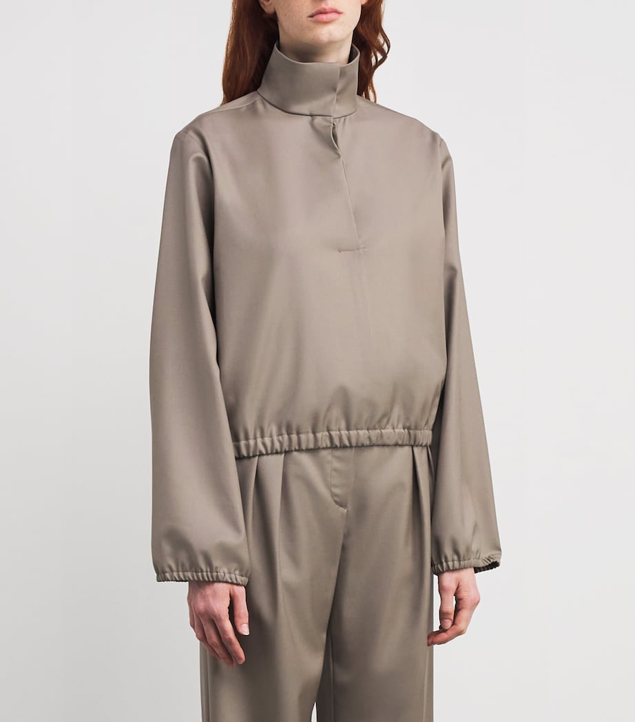 Virgin Wool Stand-Collar Jacket TAUPE Image 3