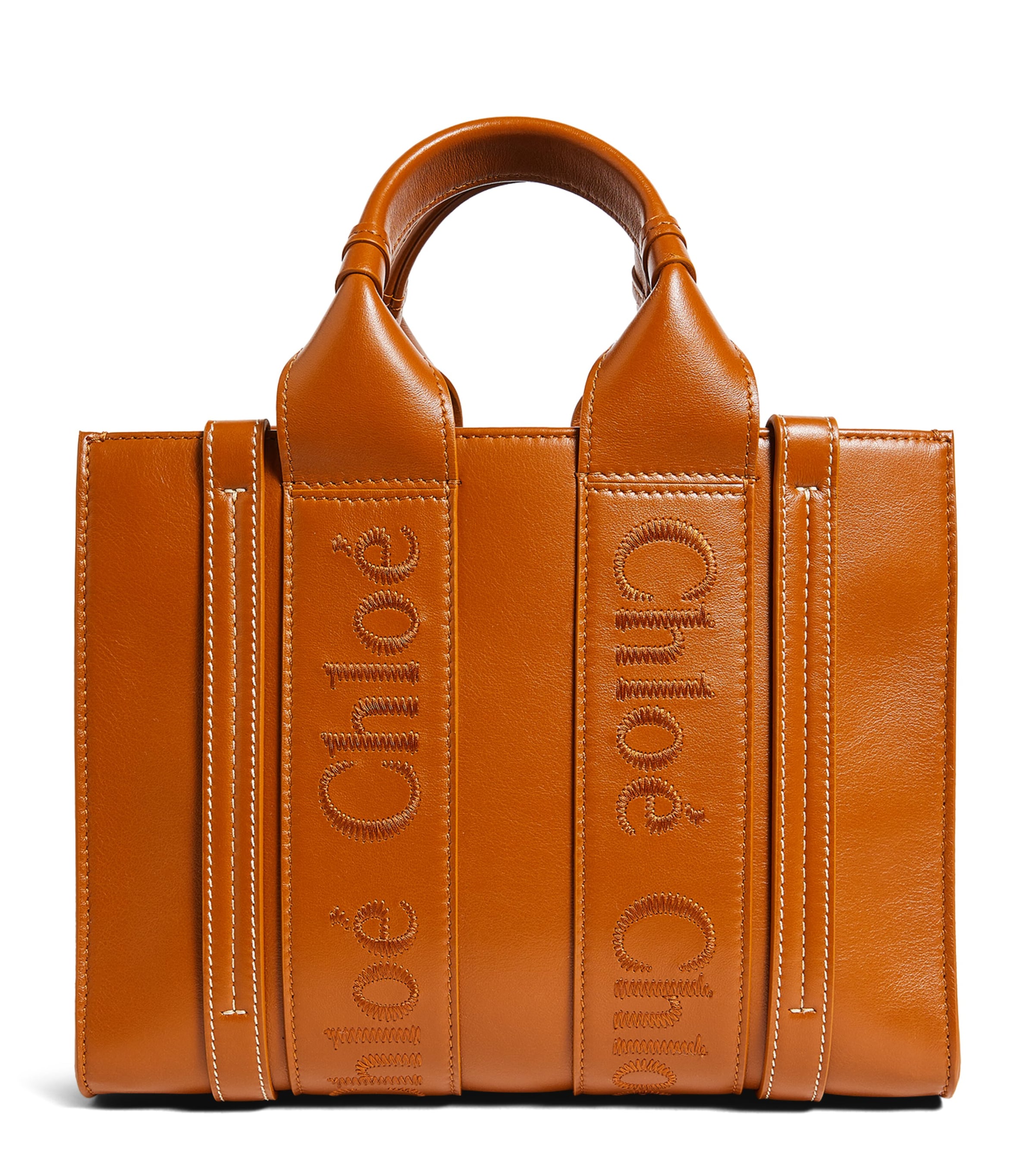 Shop Chloé Small Leather Woody Tote Bag In Brown