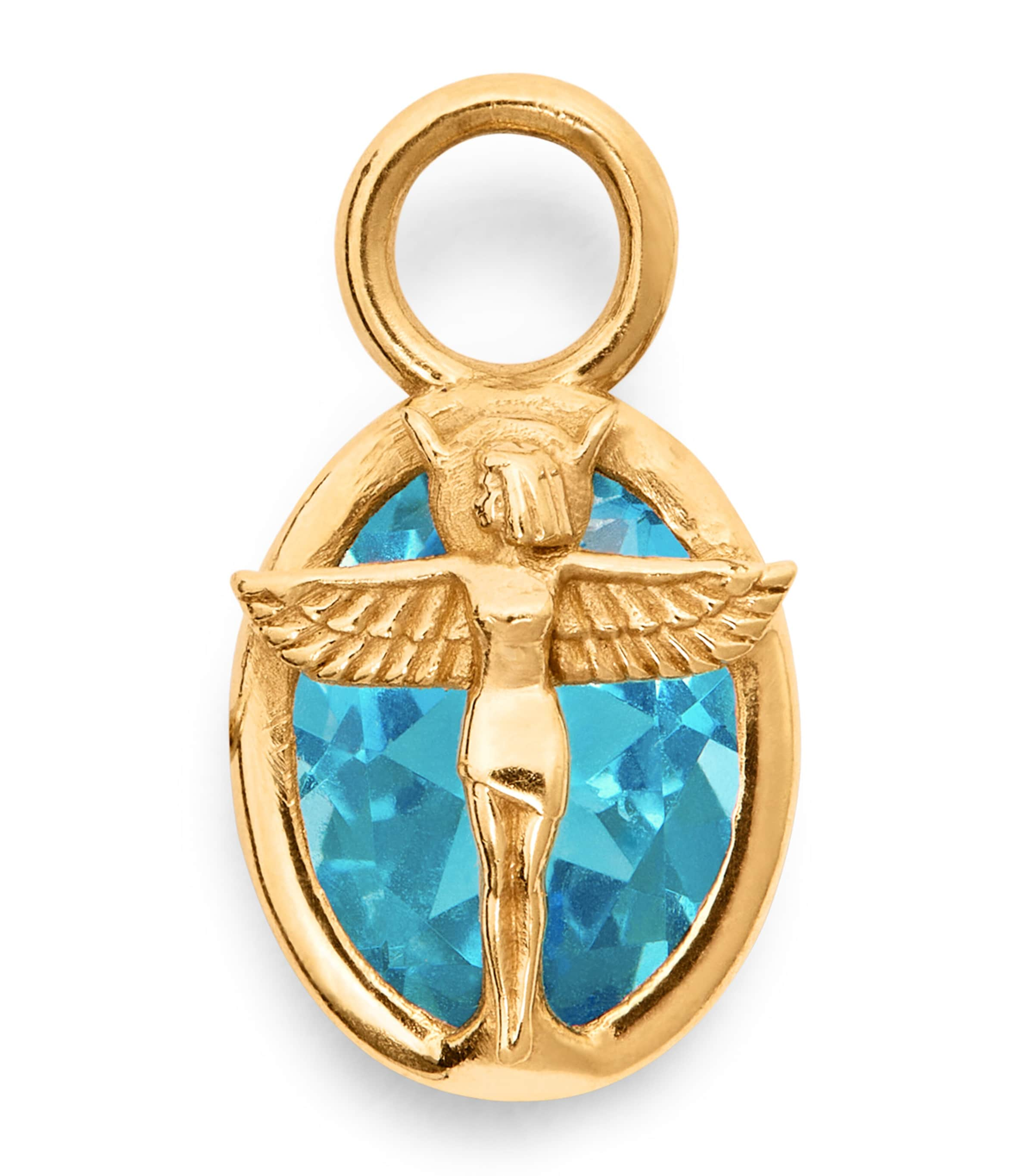 Katarina Tarazi Yellow Gold And Swiss Blue Topaz Râ Virgo Earring Charm