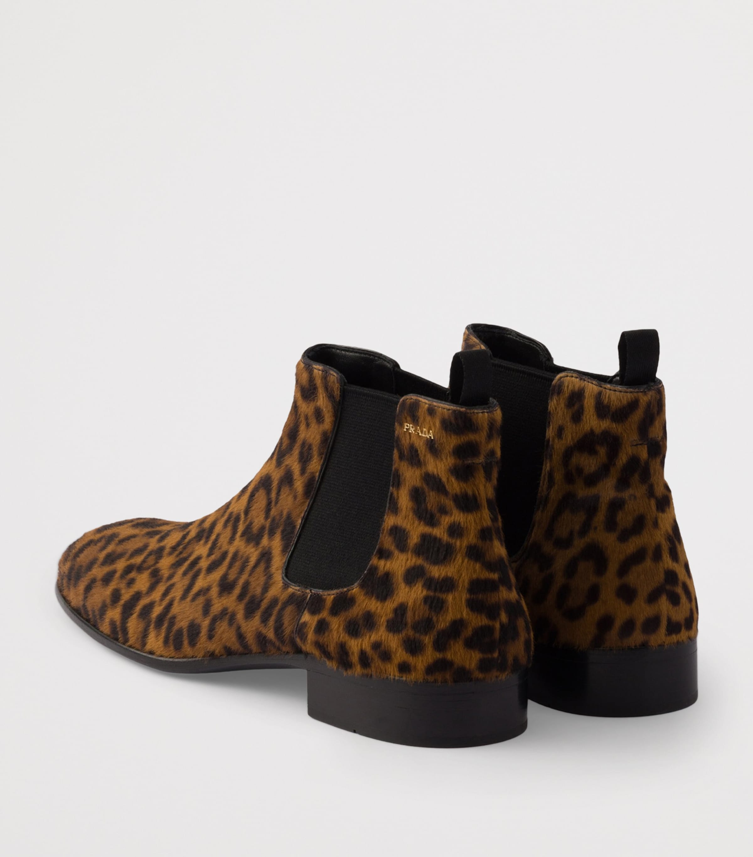 Leather Leopard Print Chelsea Boots F0151 Image 5