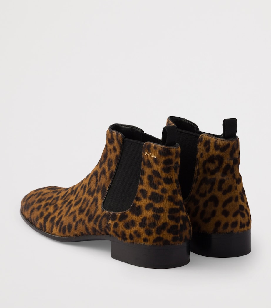 Leather Leopard Print Chelsea Boots F0151 Image 5