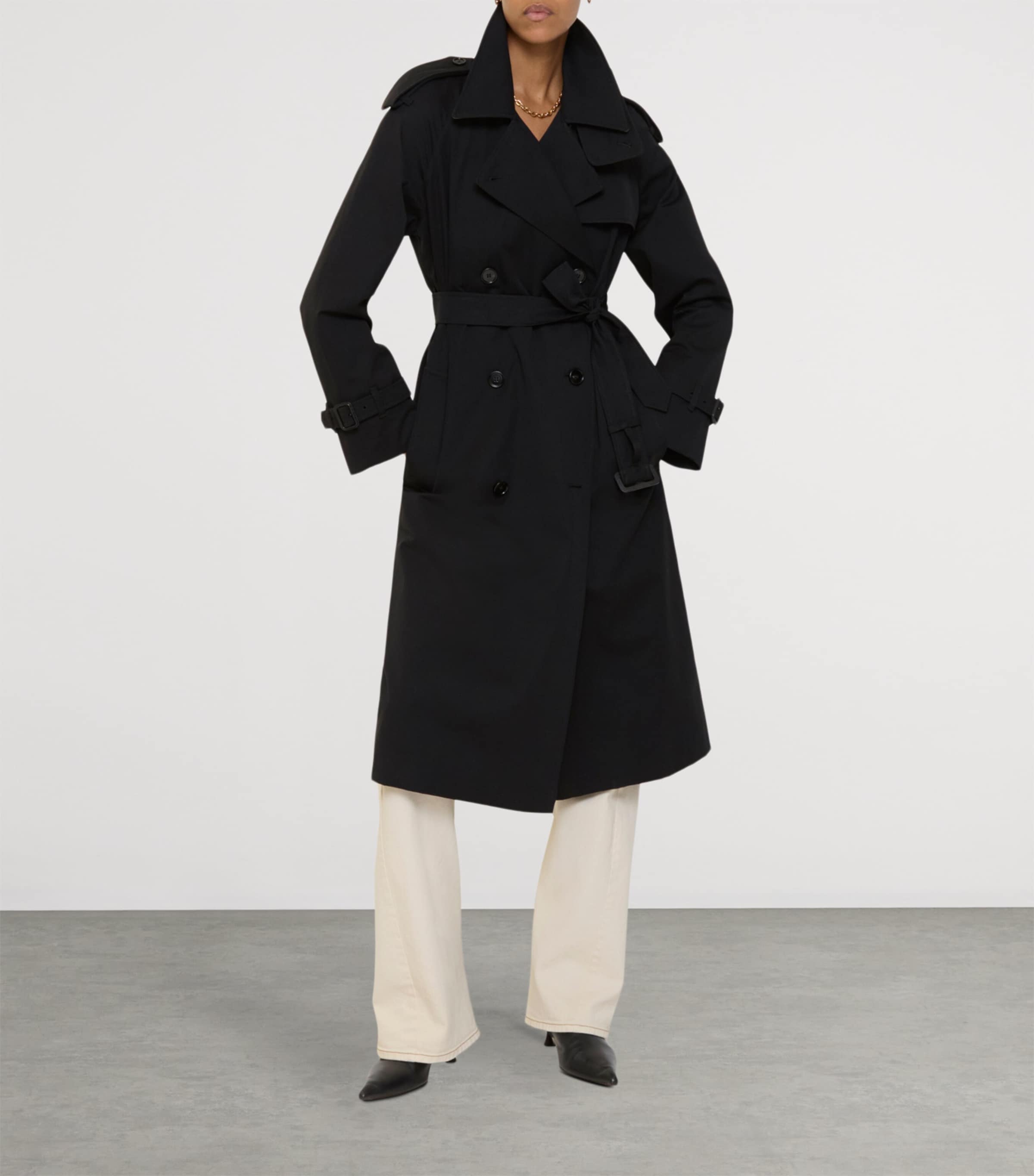 Burberry Black Long Castleford Trench Coat | Harrods US