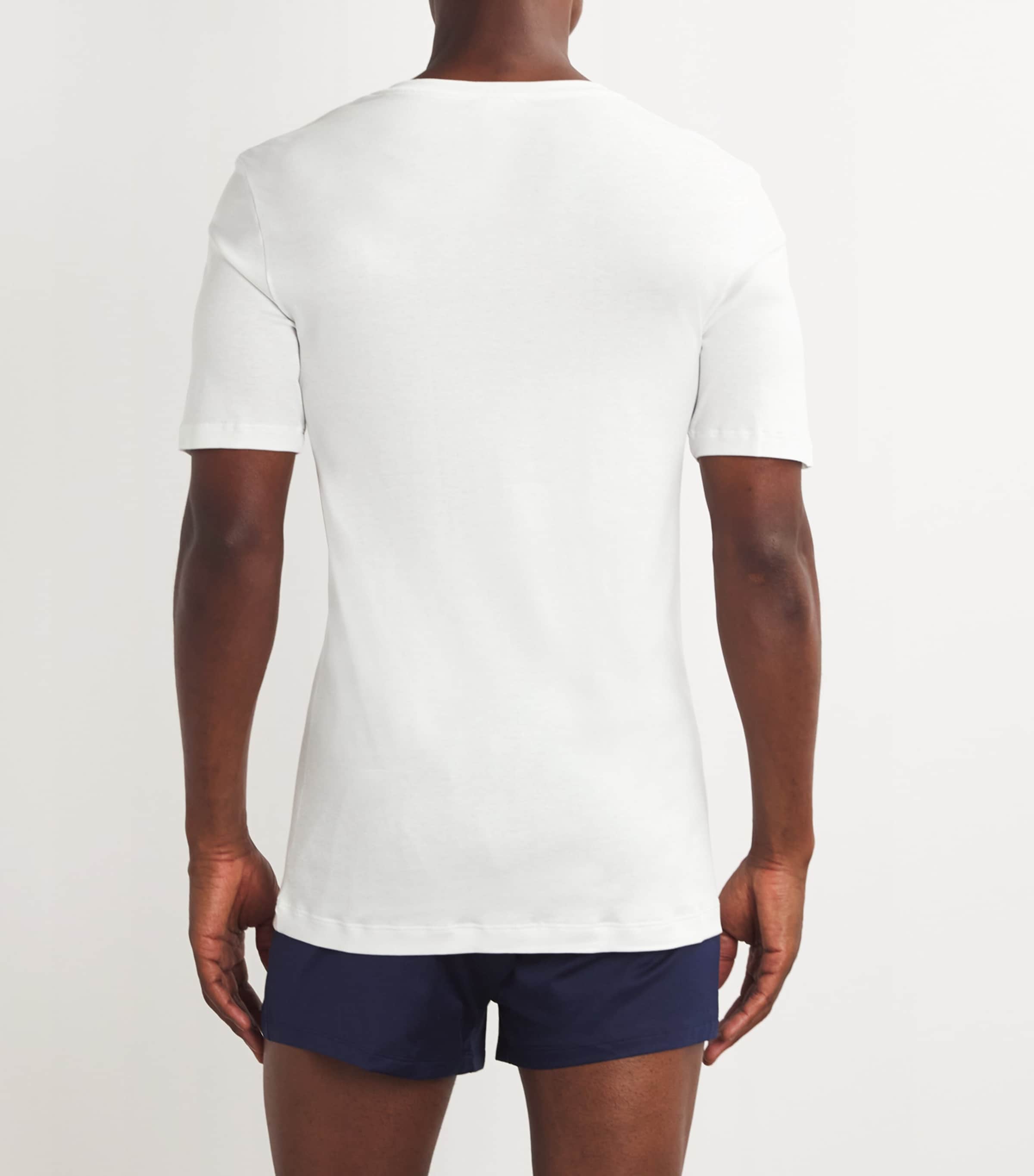 Sea Island Cotton V-Neck T-Shirt WHITE Image 3