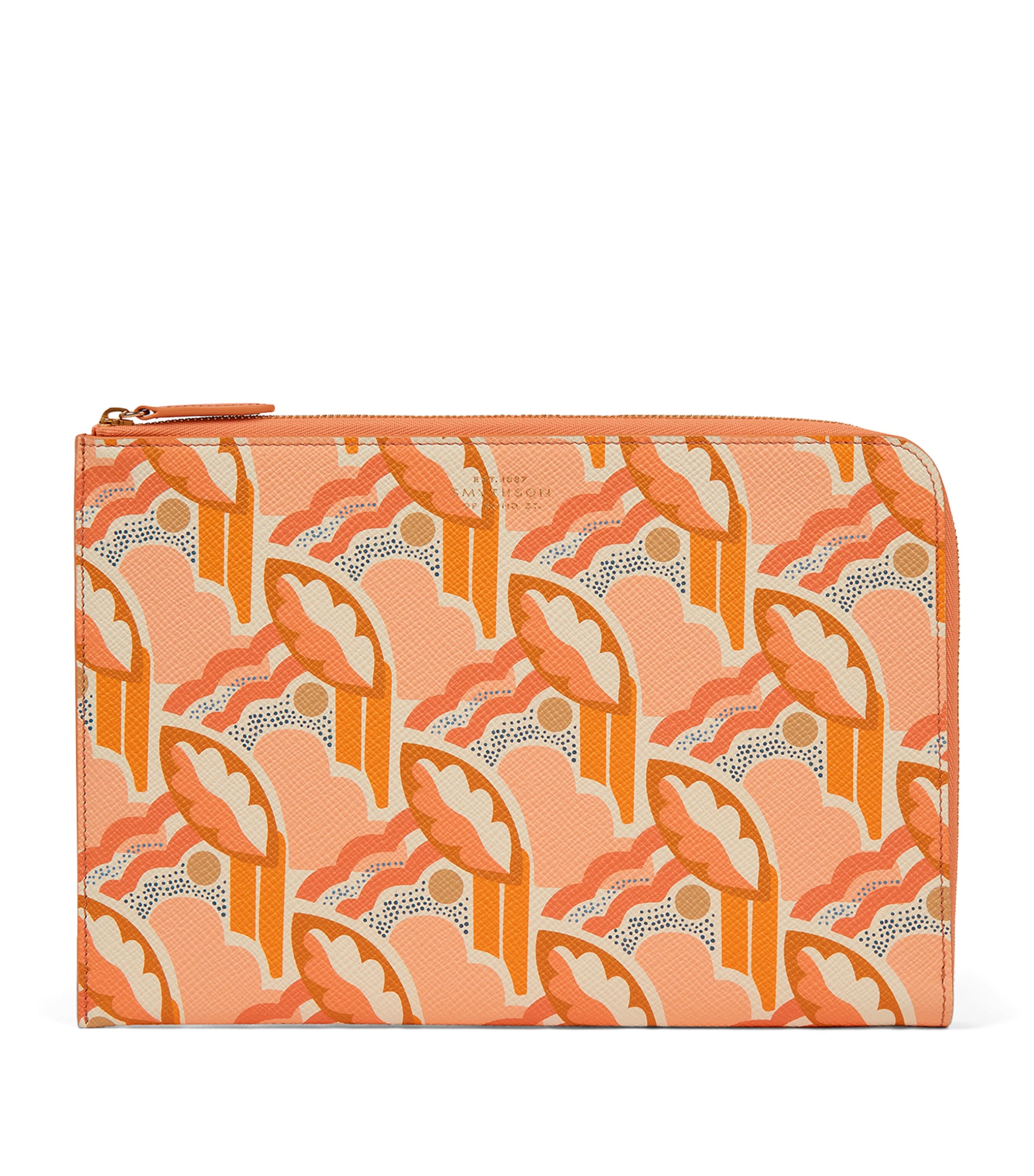 Shop Smythson Panama Leather Slim Pouch In Orange