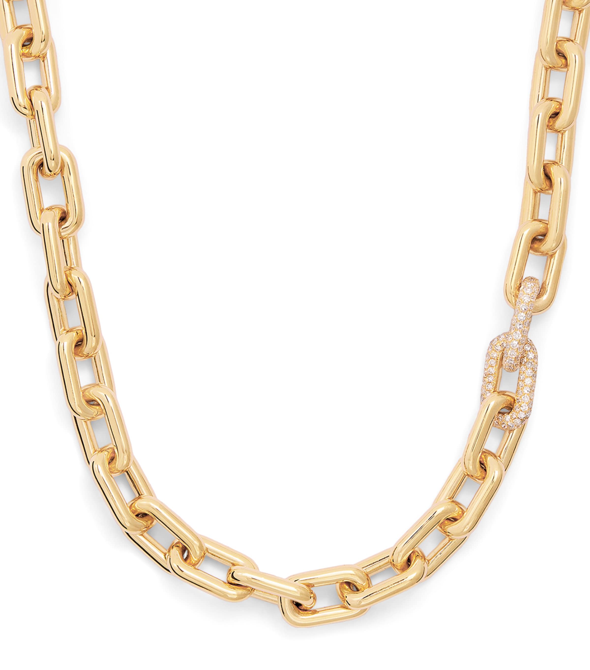 Yellow Gold and Diamond Pavé Link Necklace YELLOW GOLD Image 1