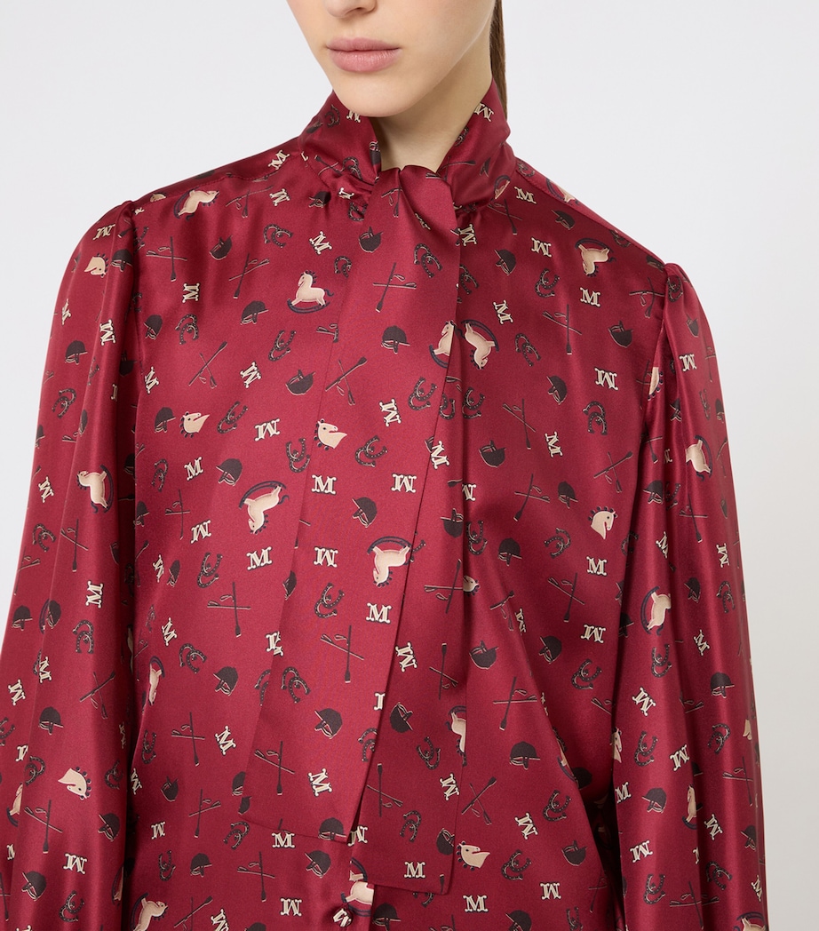 Silk Printed Blouse RED Image 4