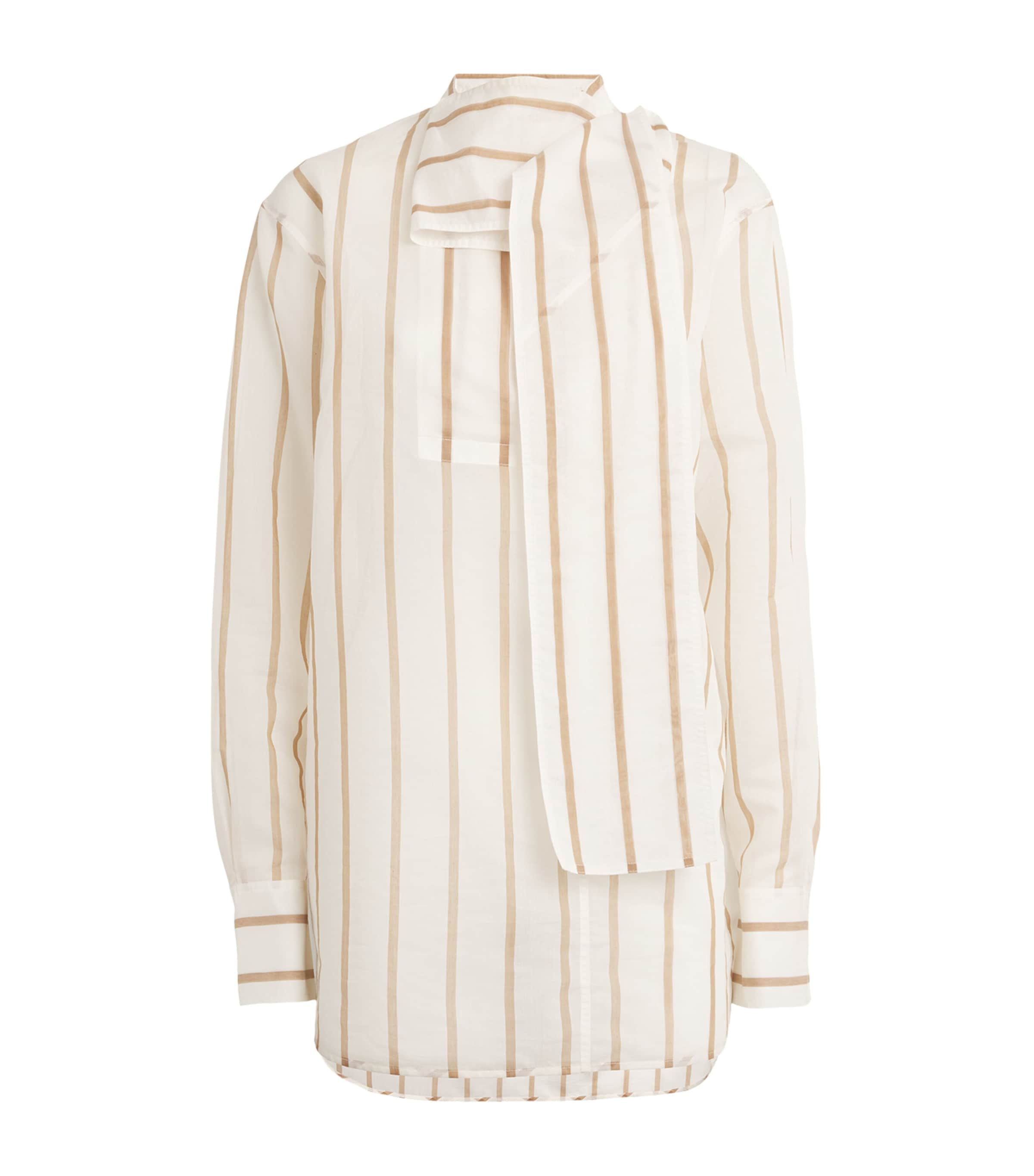 Shop Totême Cotton-silk Striped Scarf Shirt In White