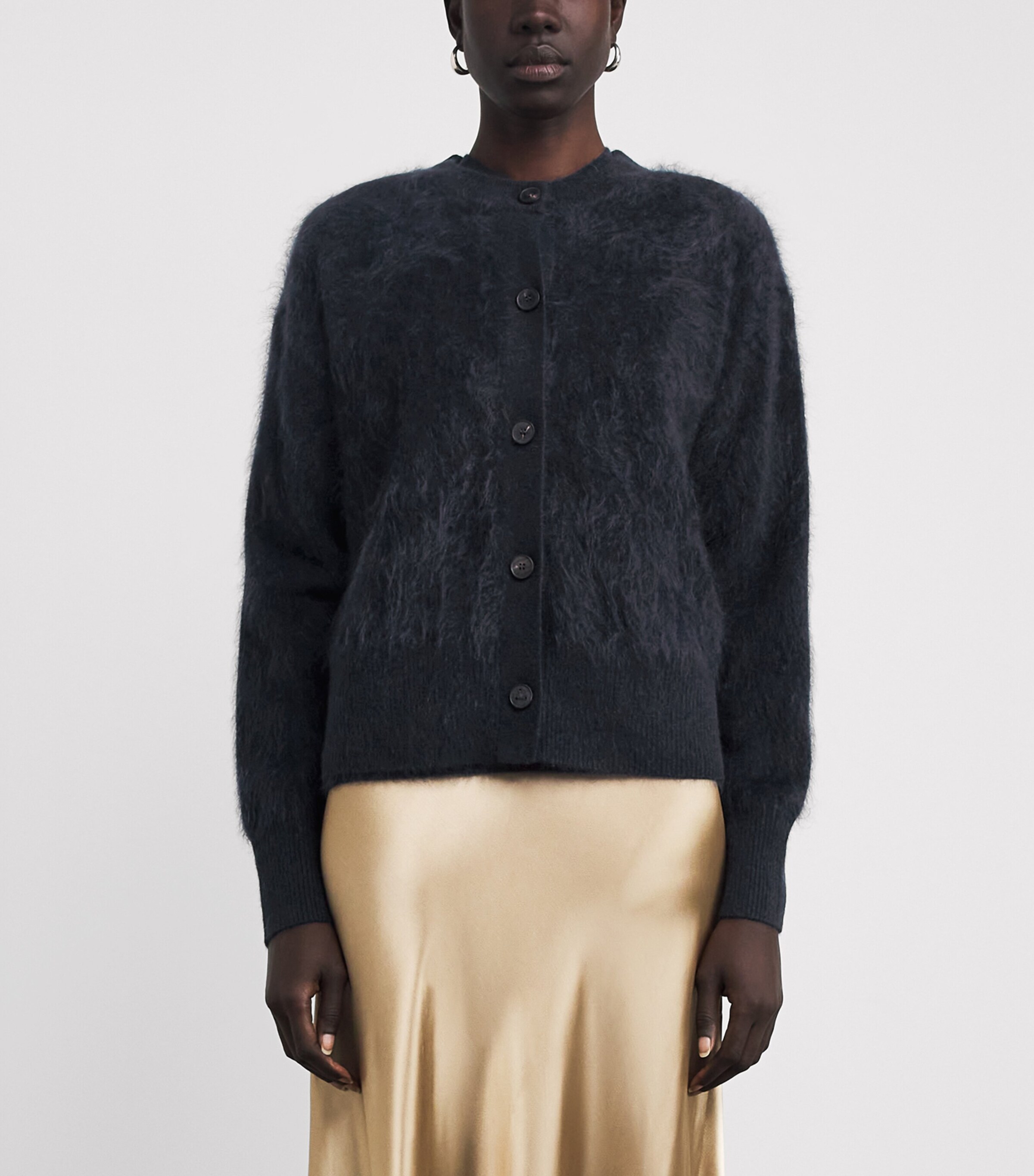 Brushed Cashmere Cardigan INK Image 3