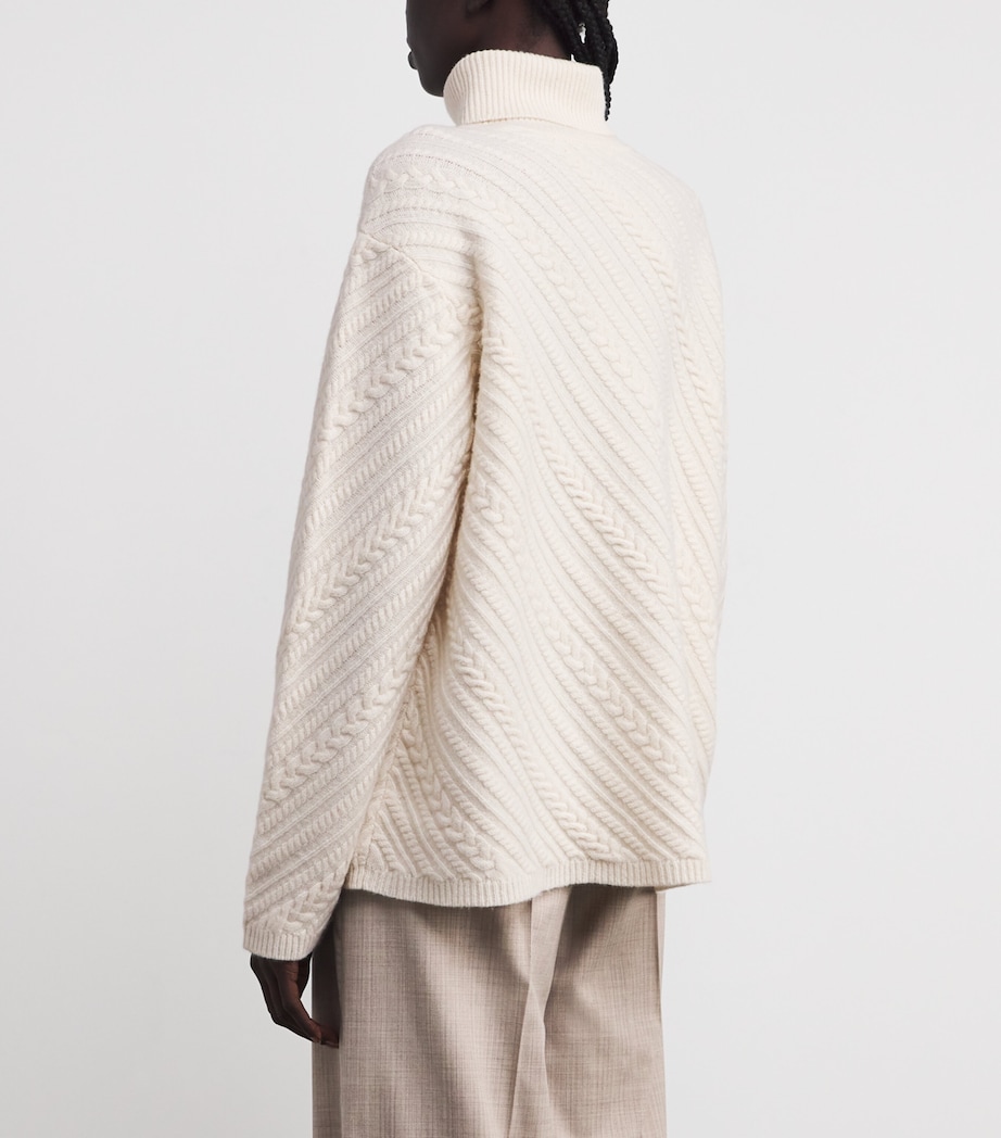 Merino Wool Cable-Knit Sweater IVORY Image 4