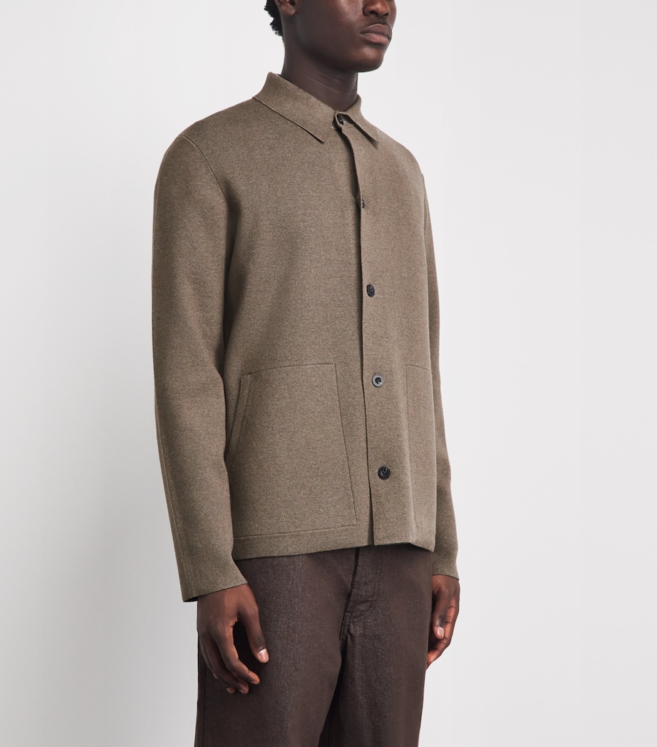 Vince Mens Milano-Knit Overshirt Lt H Tarmac Image 4