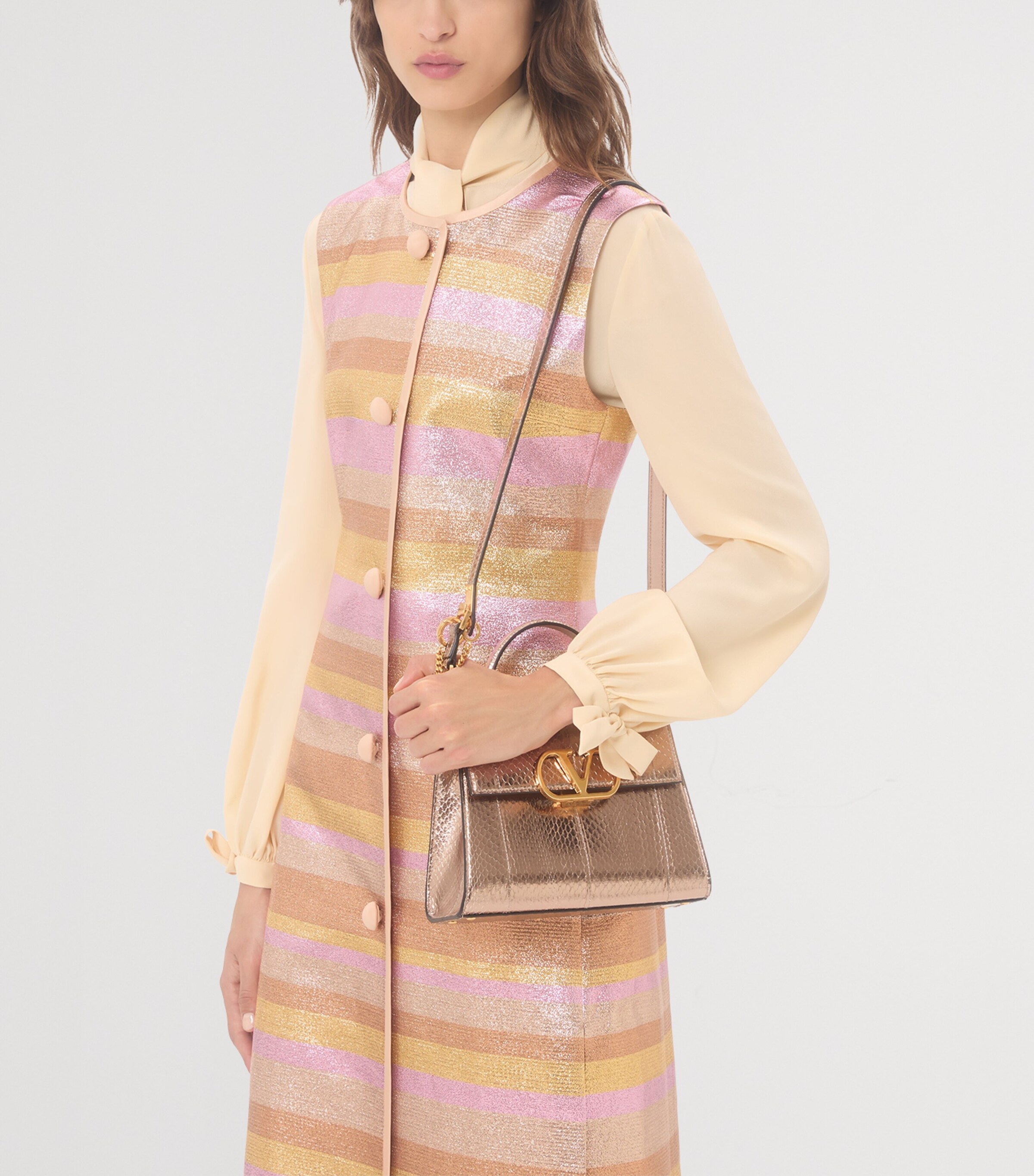 Valentino Garavani Small Snakeskin VSLING Top-Handle Bag Image 7