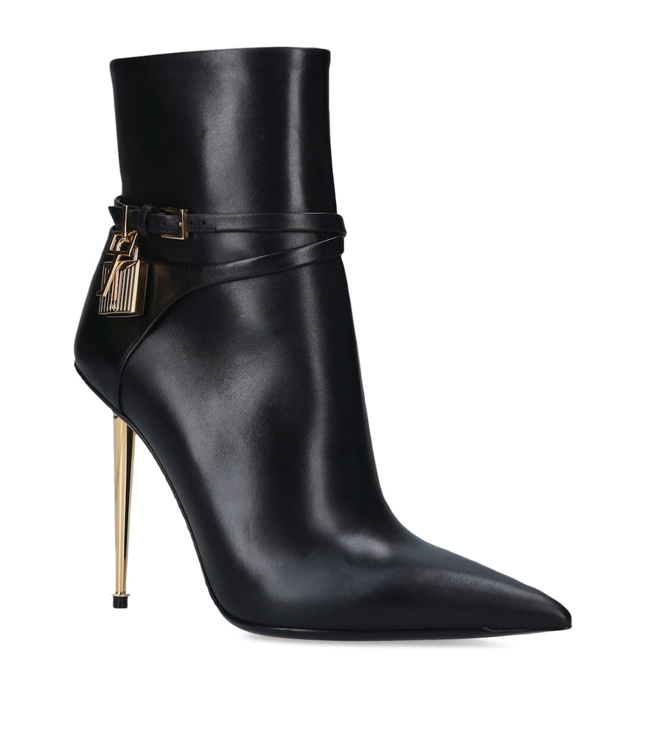 Leather Padlock Ankle Boots 105 BLACK Image 1