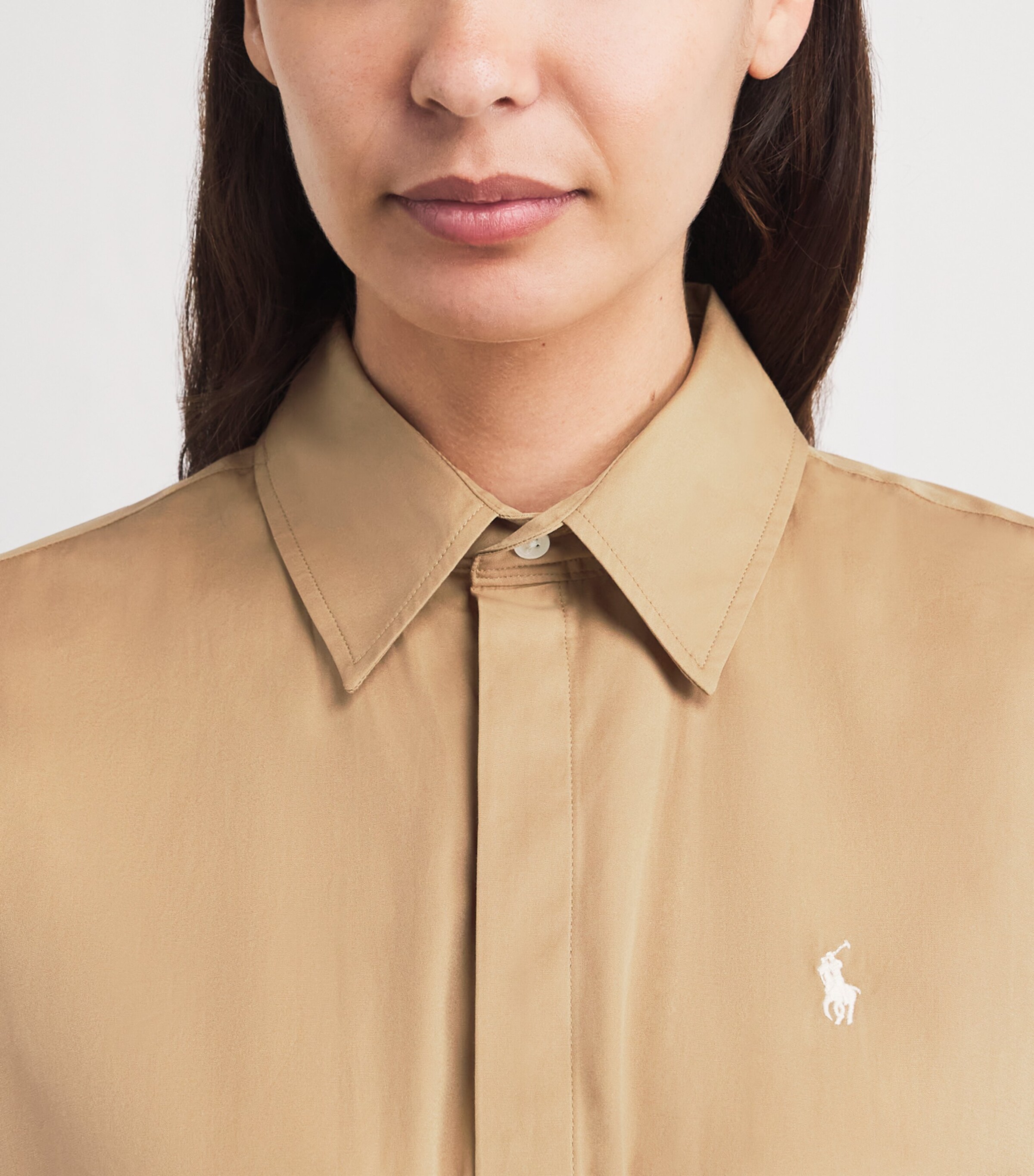 Polo Ralph Lauren Womens Cotton Mini Shirt Dress Classic Camel Image 5