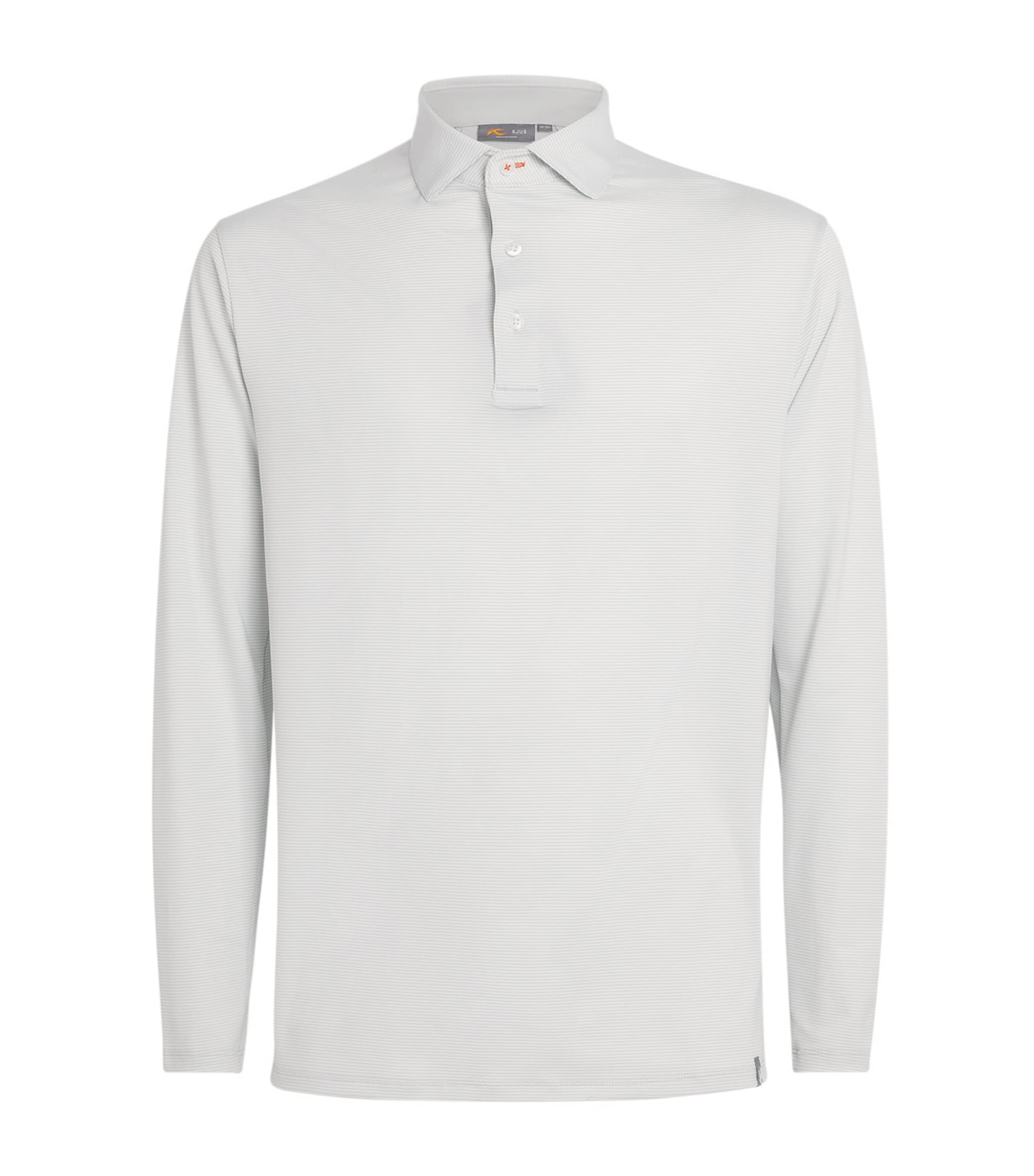 KJUS Mens Stripe Soren Long-Sleeve Polo Shirt Aloy/white Image 1