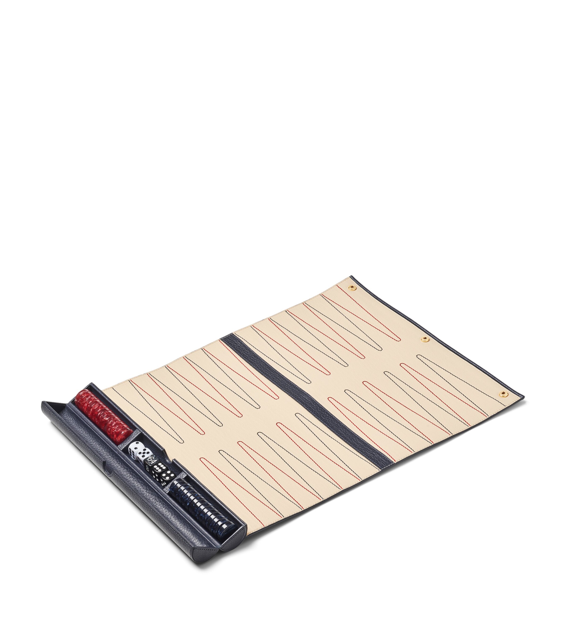 Leather Travel Backgammon Set NAVY Image 3