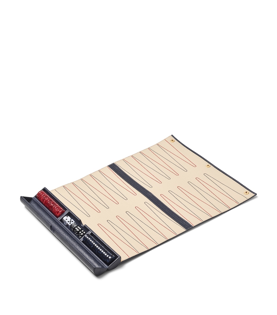 Leather Travel Backgammon Set NAVY Image 3