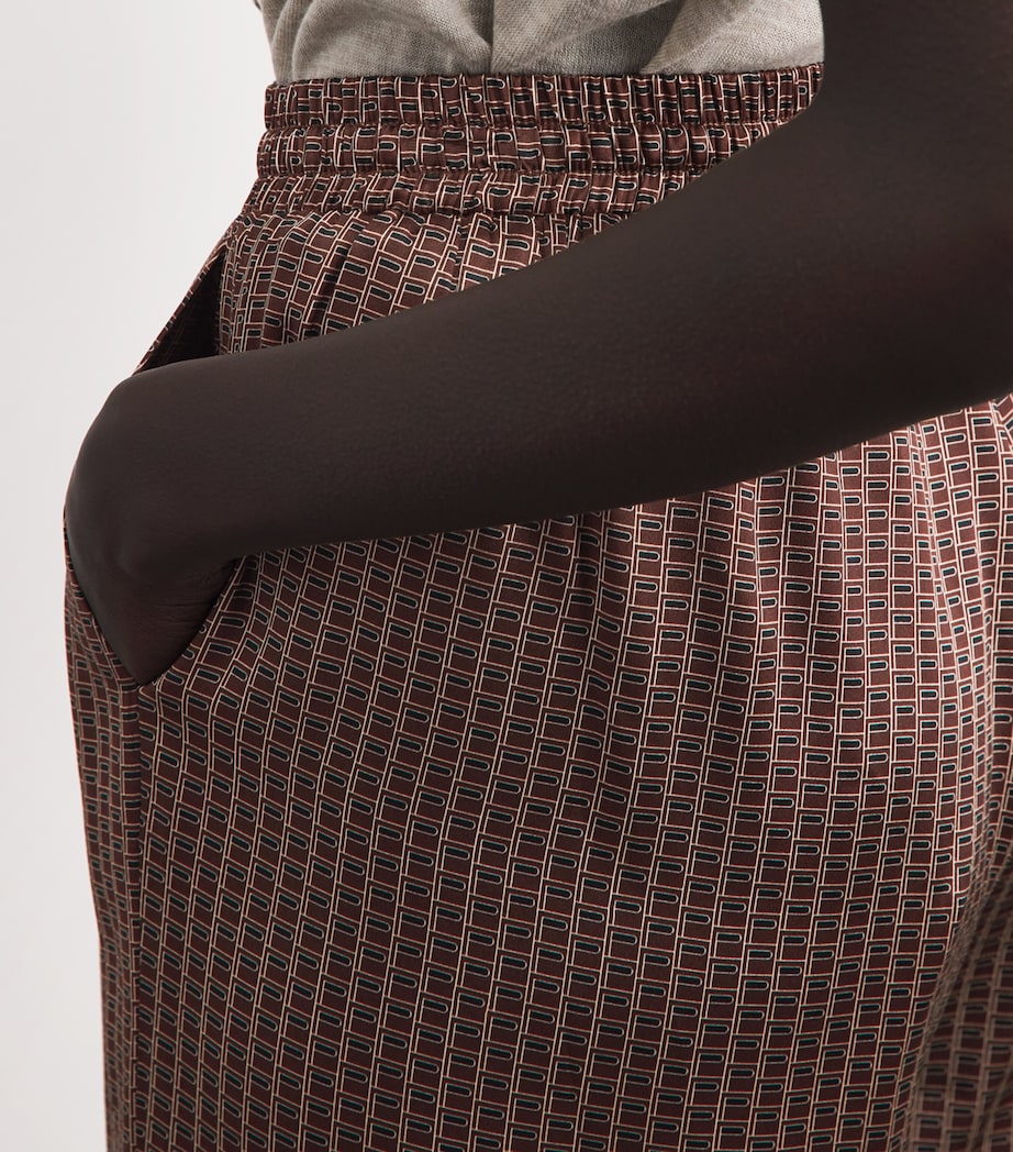 Laura Pitharas Womens Silk Printed Drawstring Trousers Choclate Lp Sqr Prnt Image 3