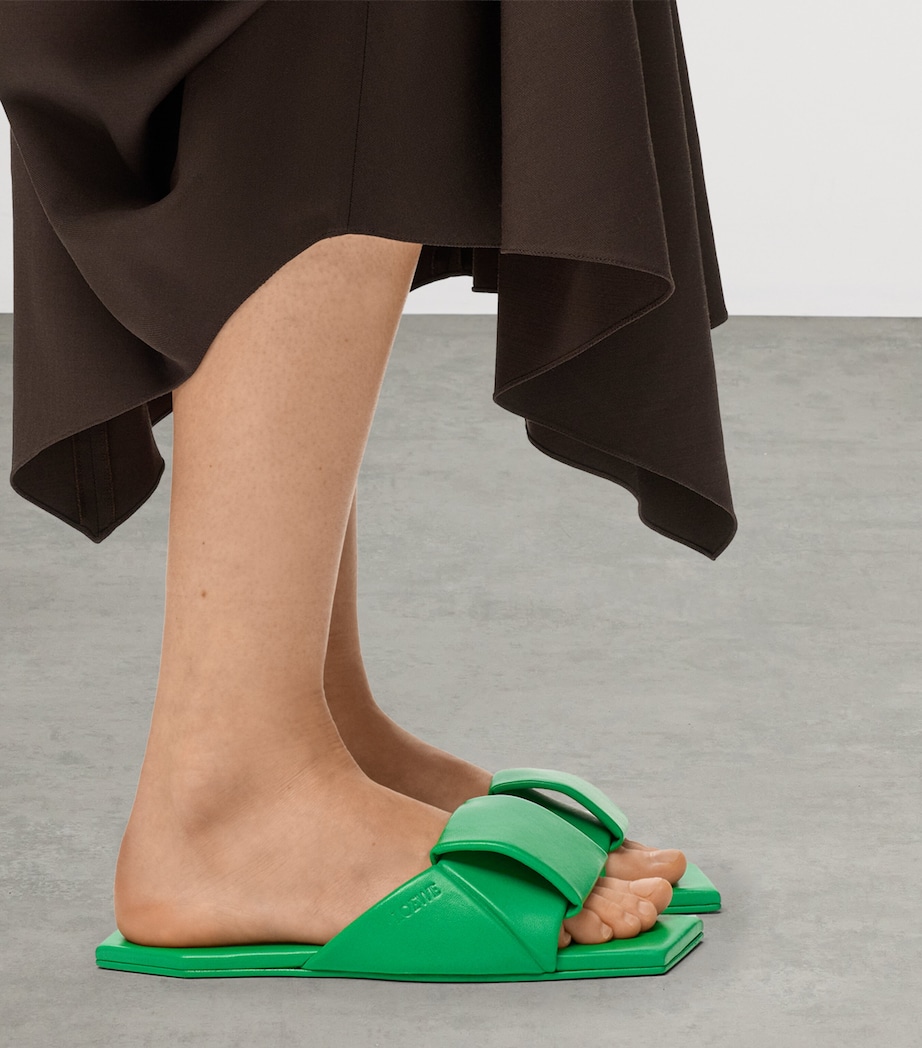 LOEWE Leather Origami Slides Clover Green Image 2