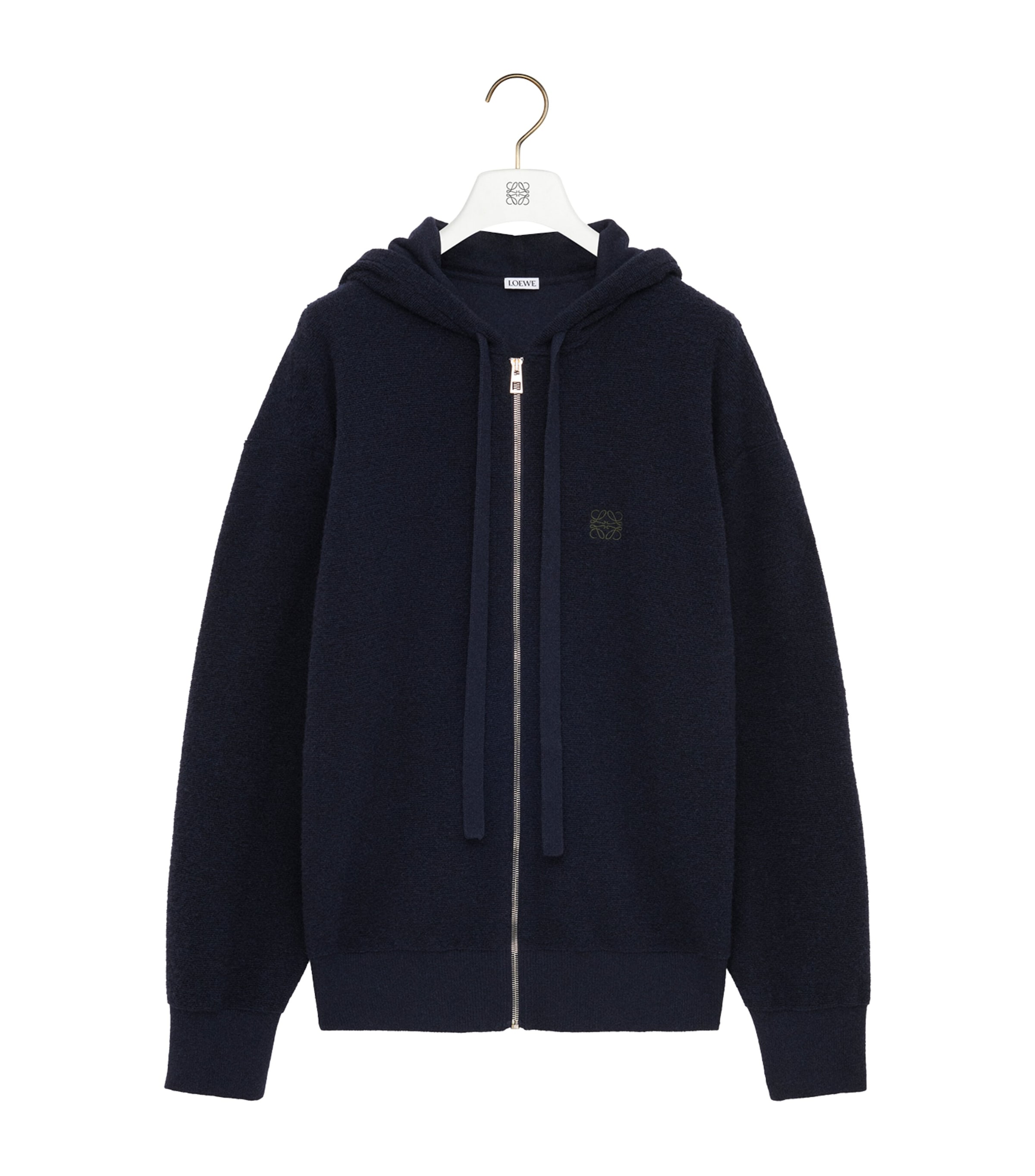 Wool-Blend Terry Anagram Hoodie NAVY BLUE Image 1