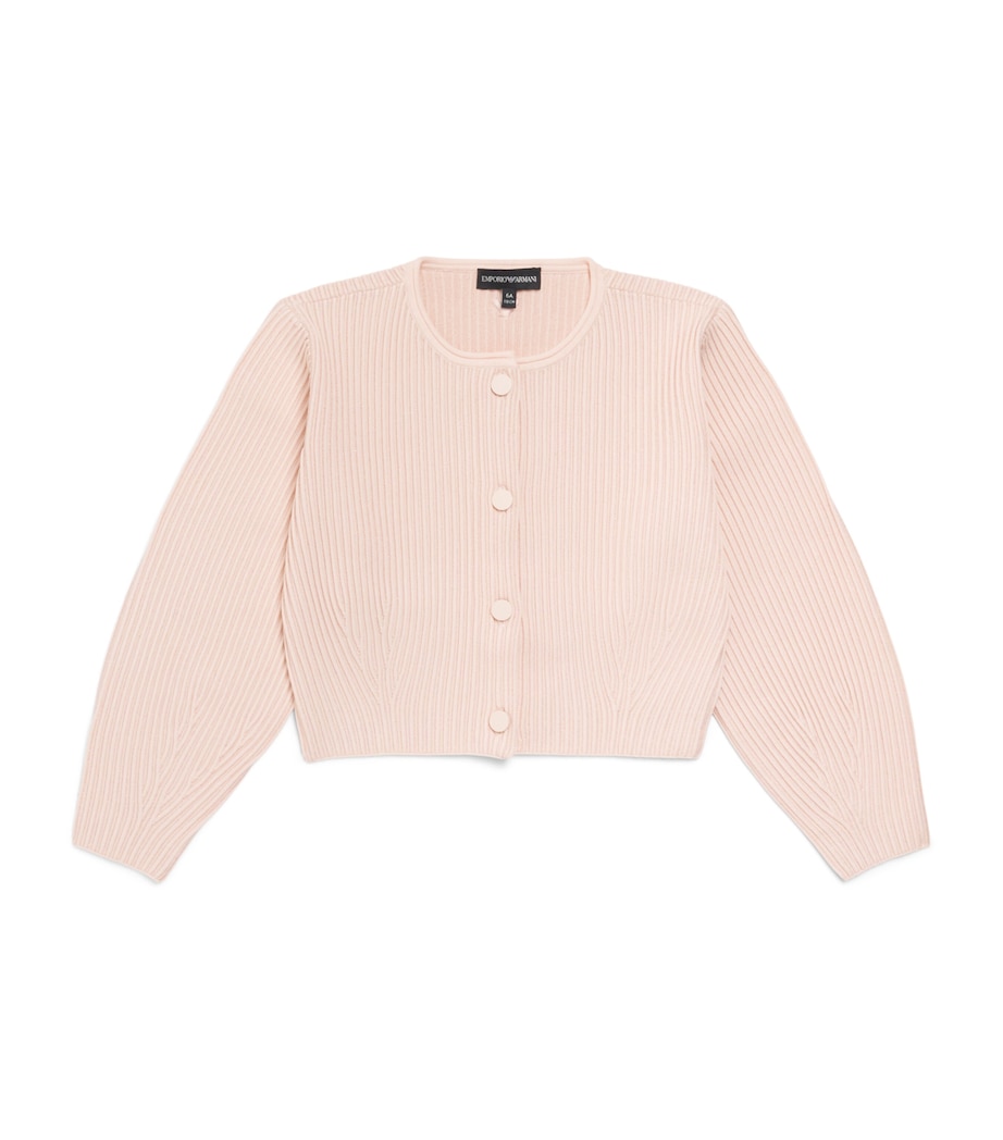 Emporio Armani Kids Technical Rib-Knit Cardigan (4-12 Years) Rose Dust Image 1