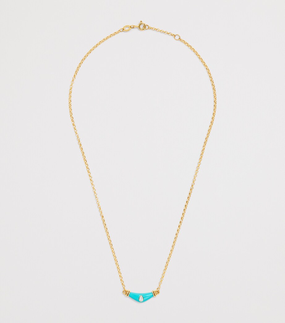 Yellow Gold, Turquoise and Diamond N*93 Karma Necklace YELLOW GOLD Image 3