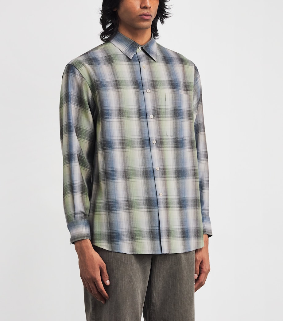 Wool Check Shirt BLUE GREEN CHECK Image 3