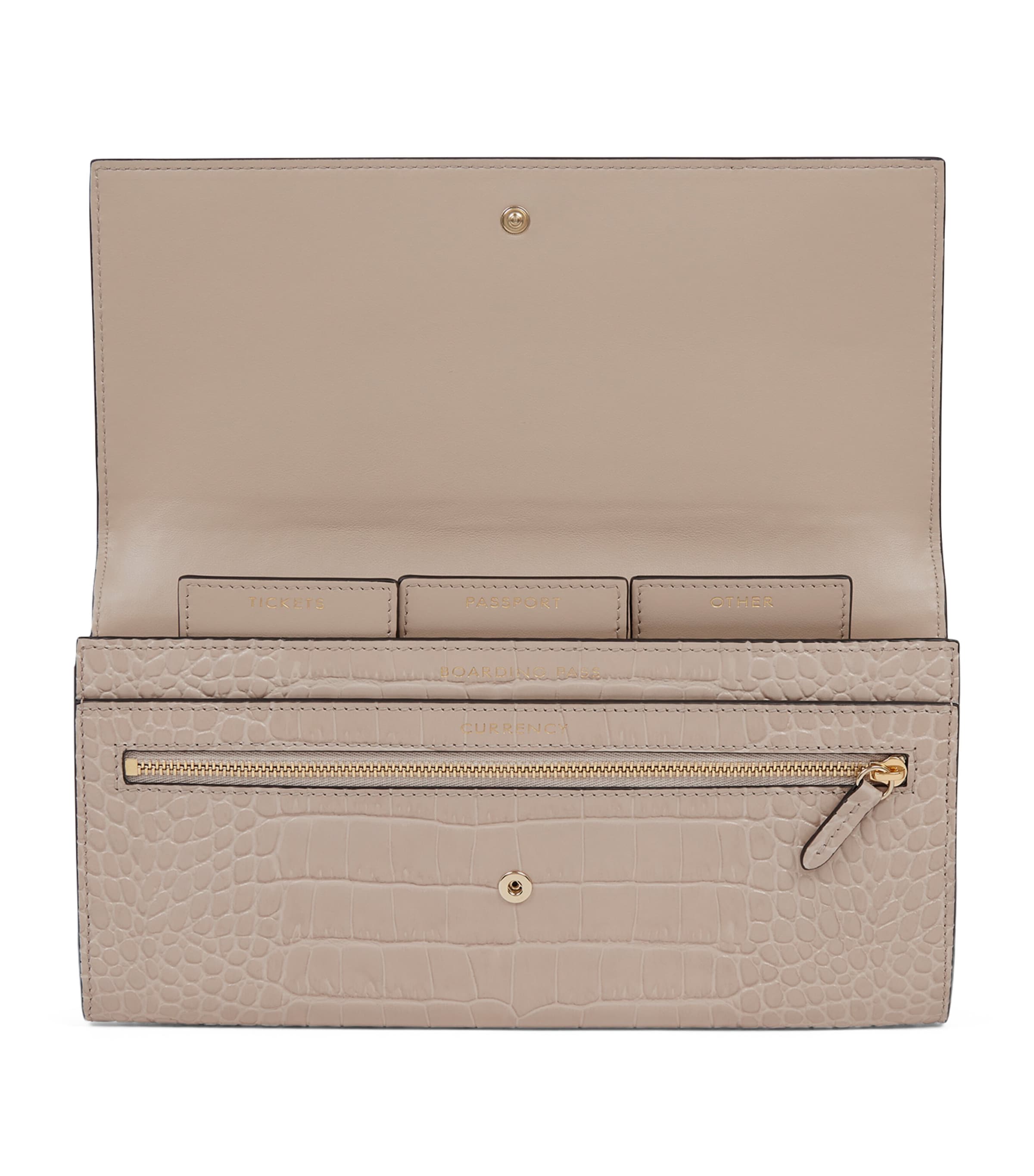 Leather Croc-Embossed Marshall Travel Wallet SANDSTONE Image 2