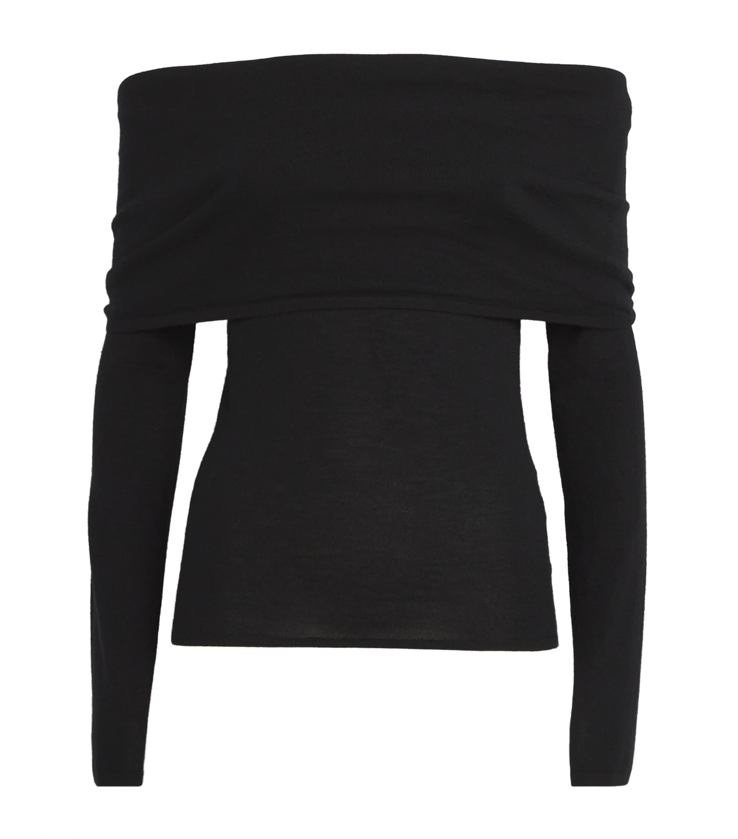 Shop Almada Label Cashmere Cara Off-the-shoulder Top In Black