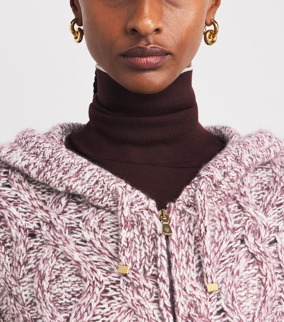 Wool-Blend Cable-Knit Zip-Up Hoodie MOSTO Image 6