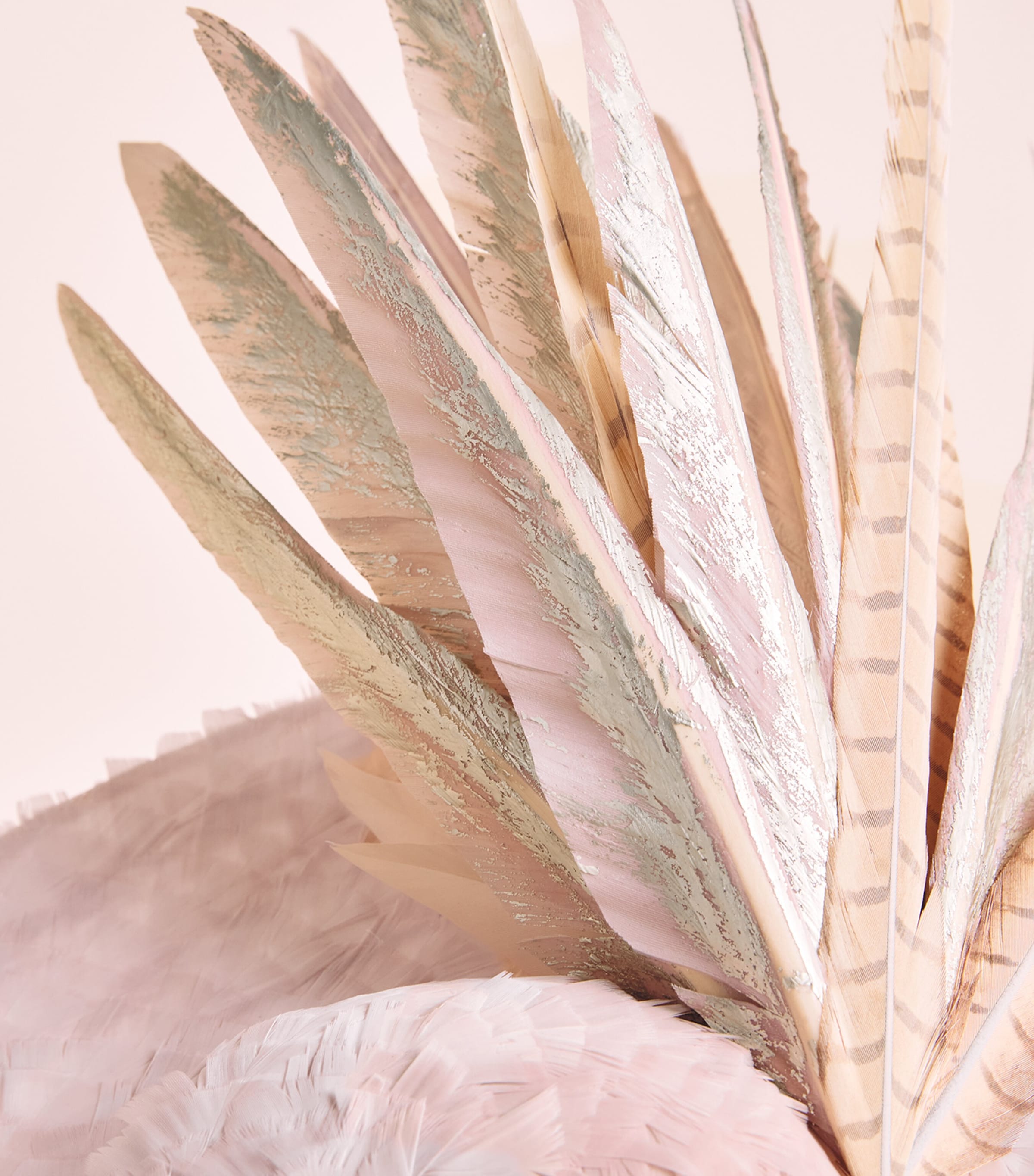 Vivien Sheriff Feather Archer Percher Hat Blush Silver Tones Image 5
