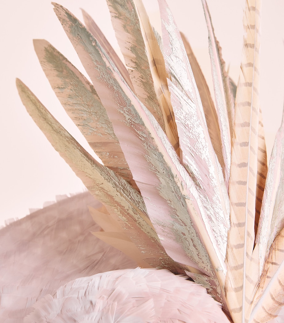 Vivien Sheriff Feather Archer Percher Hat Blush Silver Tones Image 5