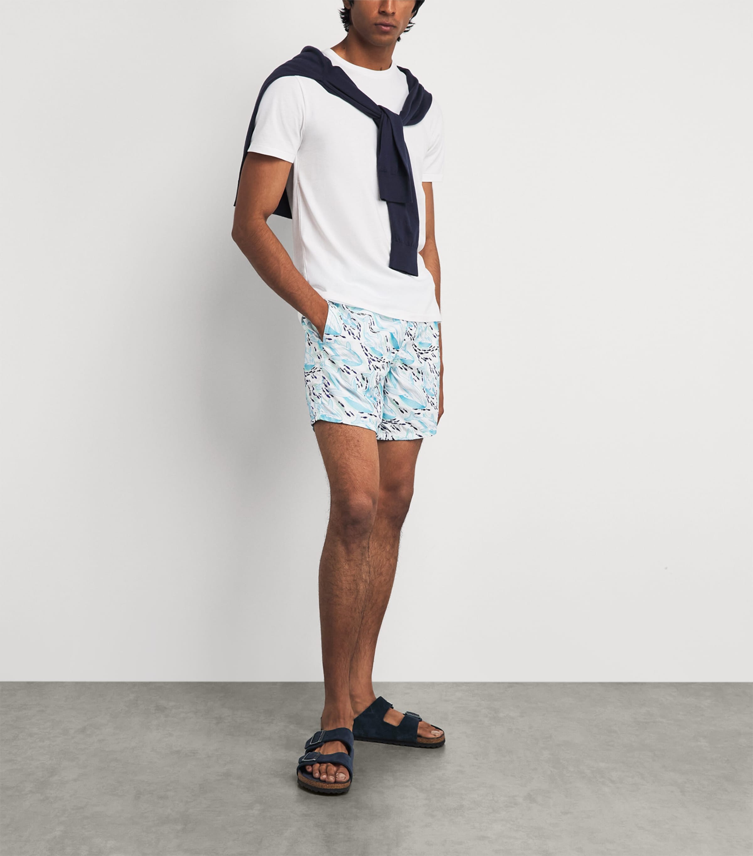 Vilebrequin Mens Whale-Embroidered Mistral Swim Shorts Blanc Image 2