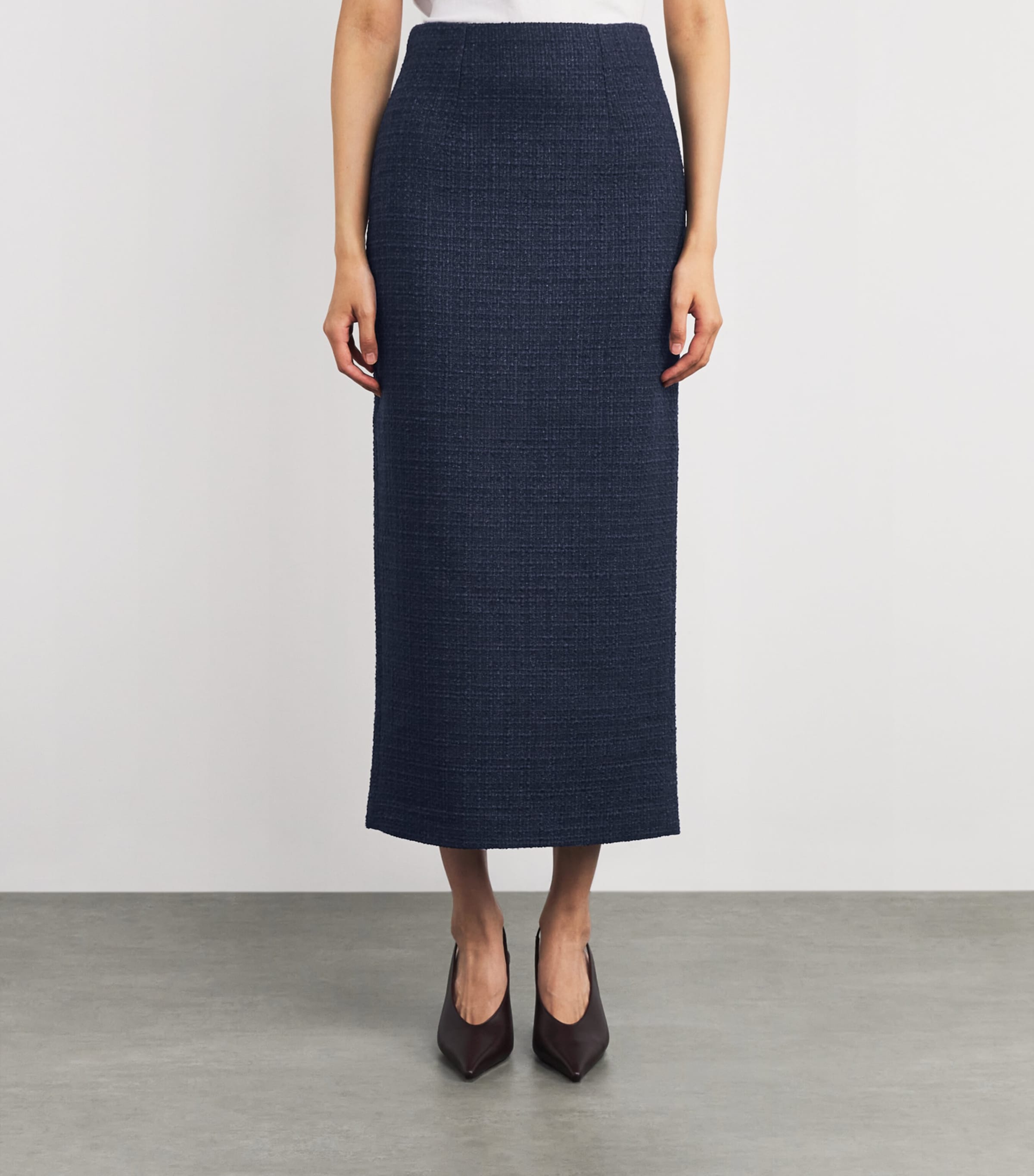 Bouclé Midi Skirt NAVY Image 3