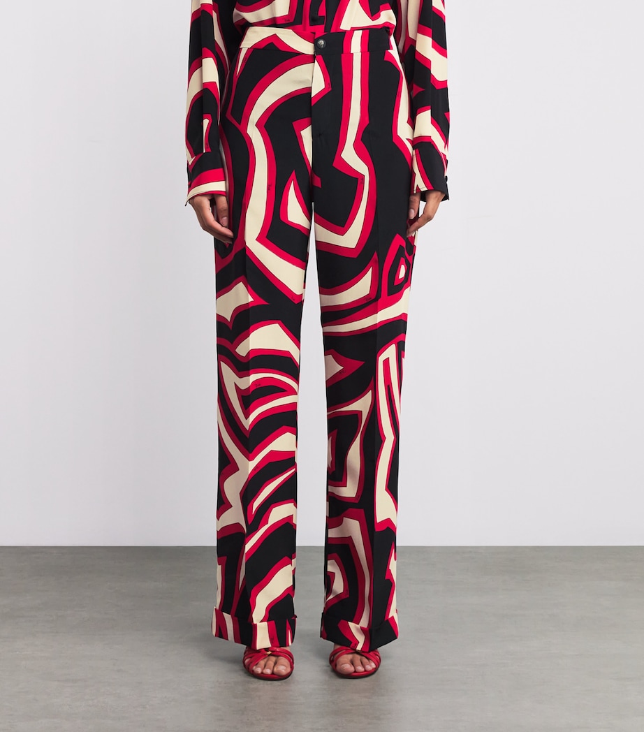 Silk Labirinto Print Trousers 051/GOLD RED Image 3