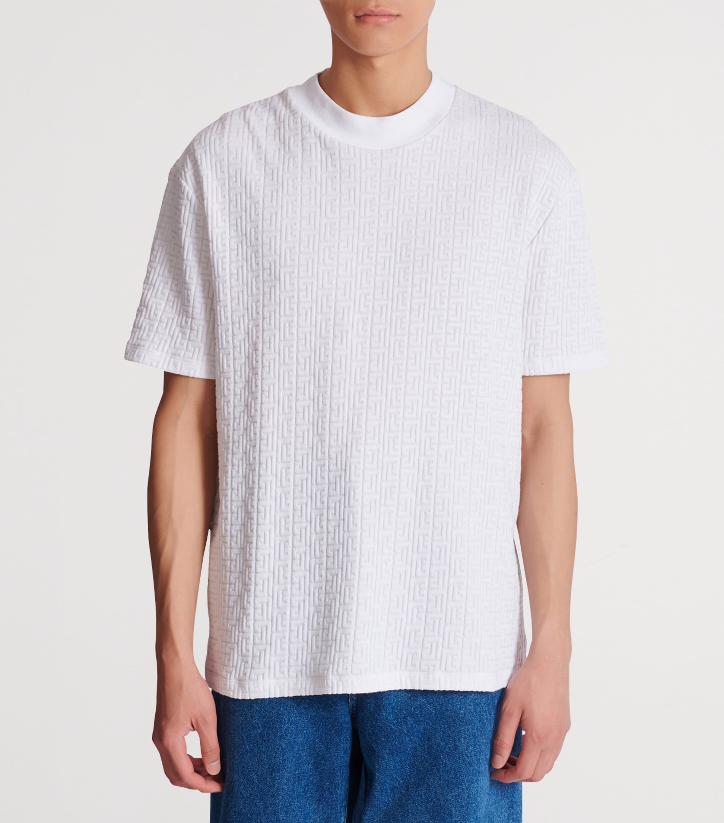 Cotton-Blend Monogram T-Shirt 0FA BLANC Image 4