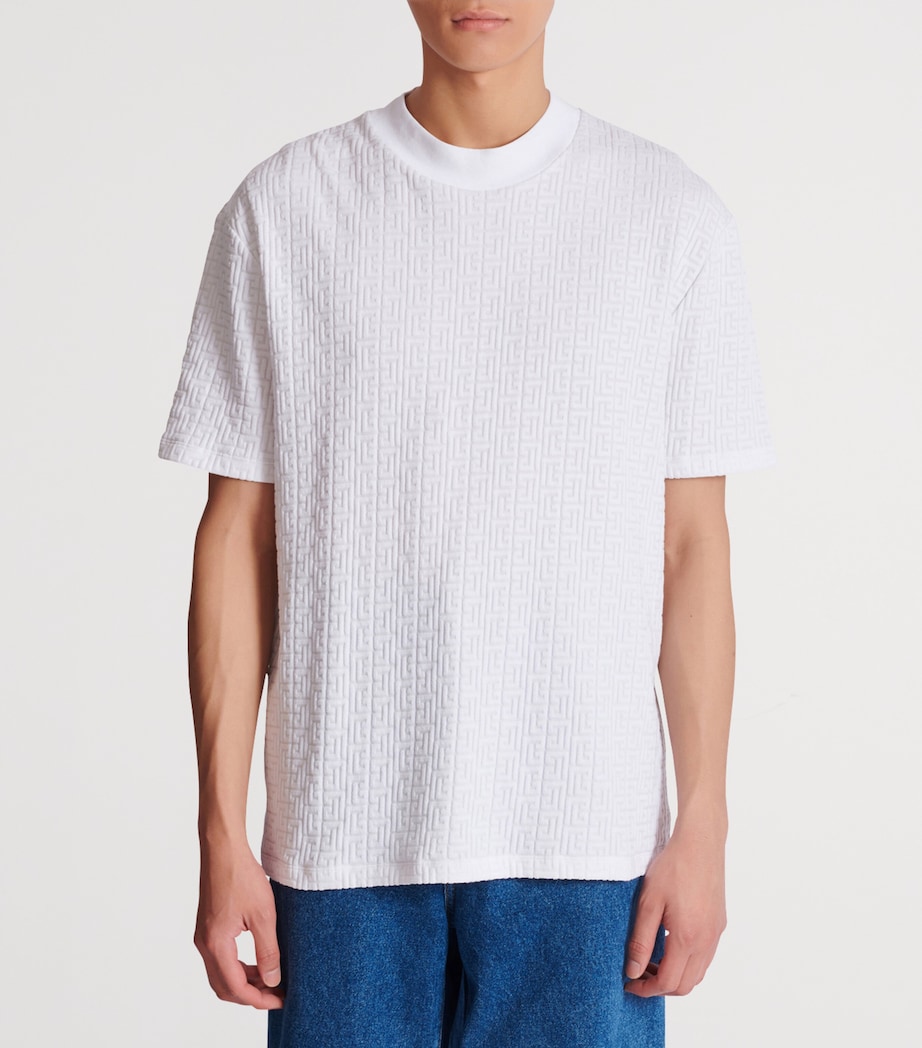Cotton-Blend Monogram T-Shirt 0FA BLANC Image 4