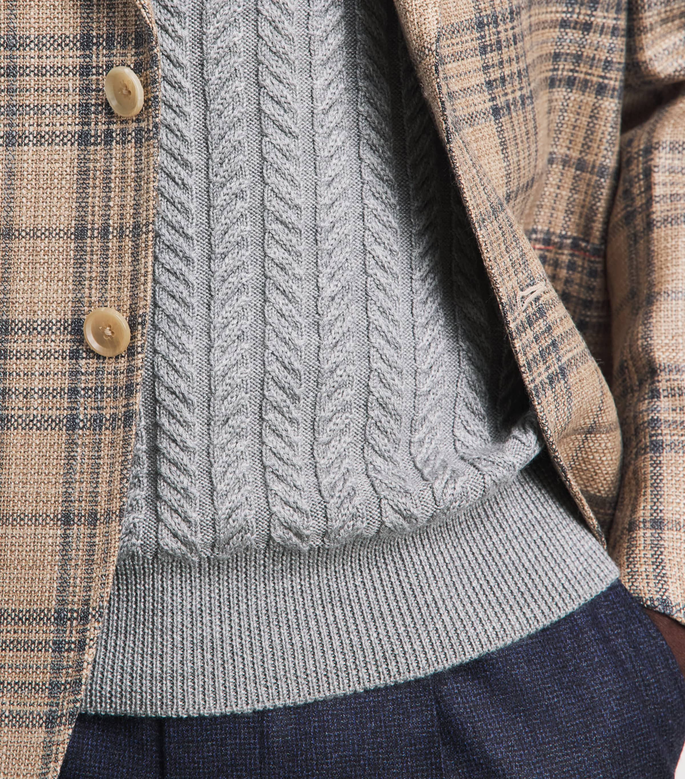 Isaia Mens Wool-Silk-Cashmere Polo Sweater Image 3
