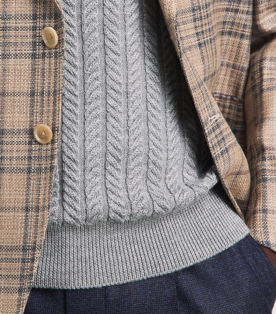 Isaia Mens Wool-Silk-Cashmere Polo Sweater Image 3