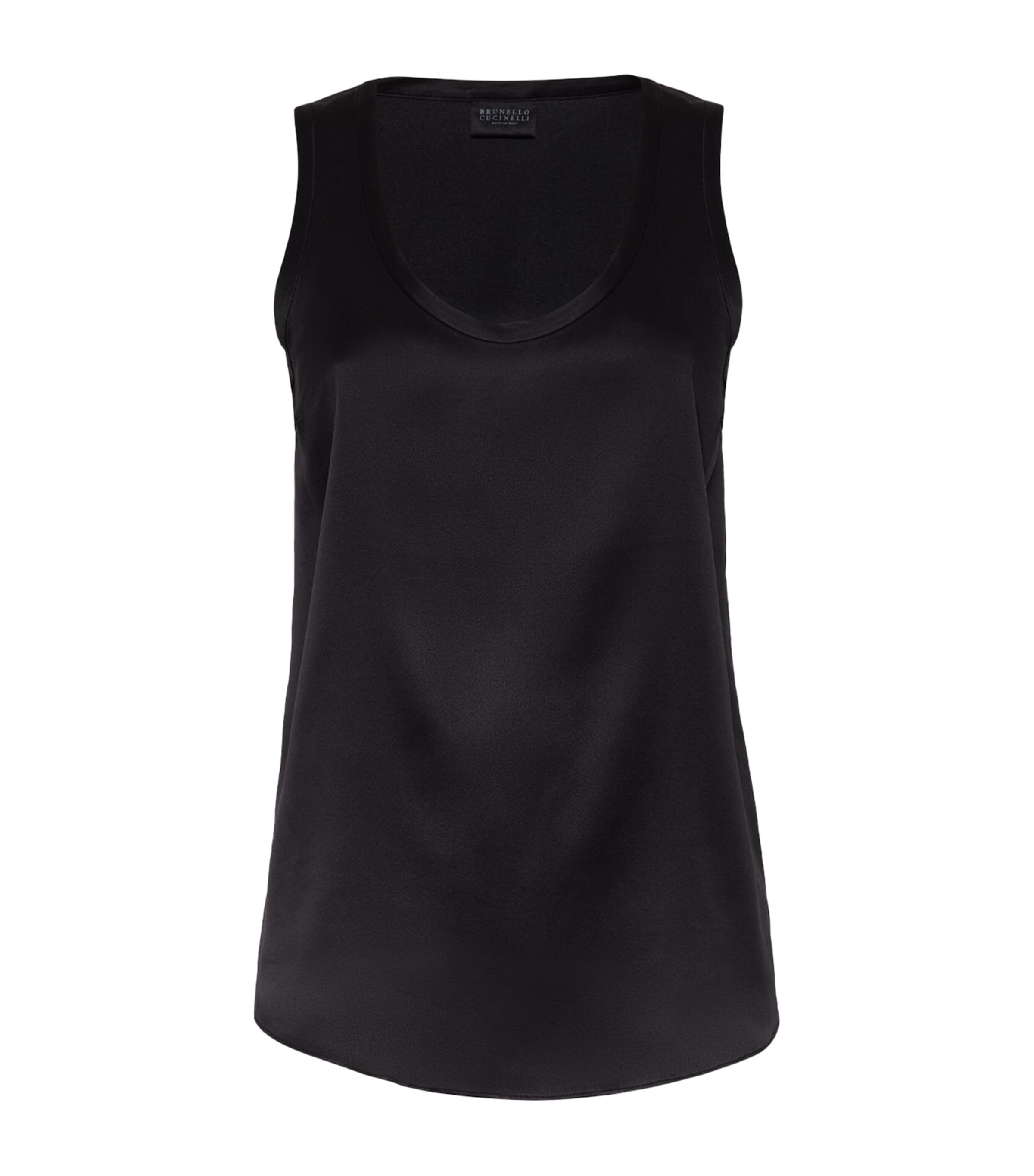 Brunello Cucinelli Stretch-silk Satin Reversible Tank Top In Black