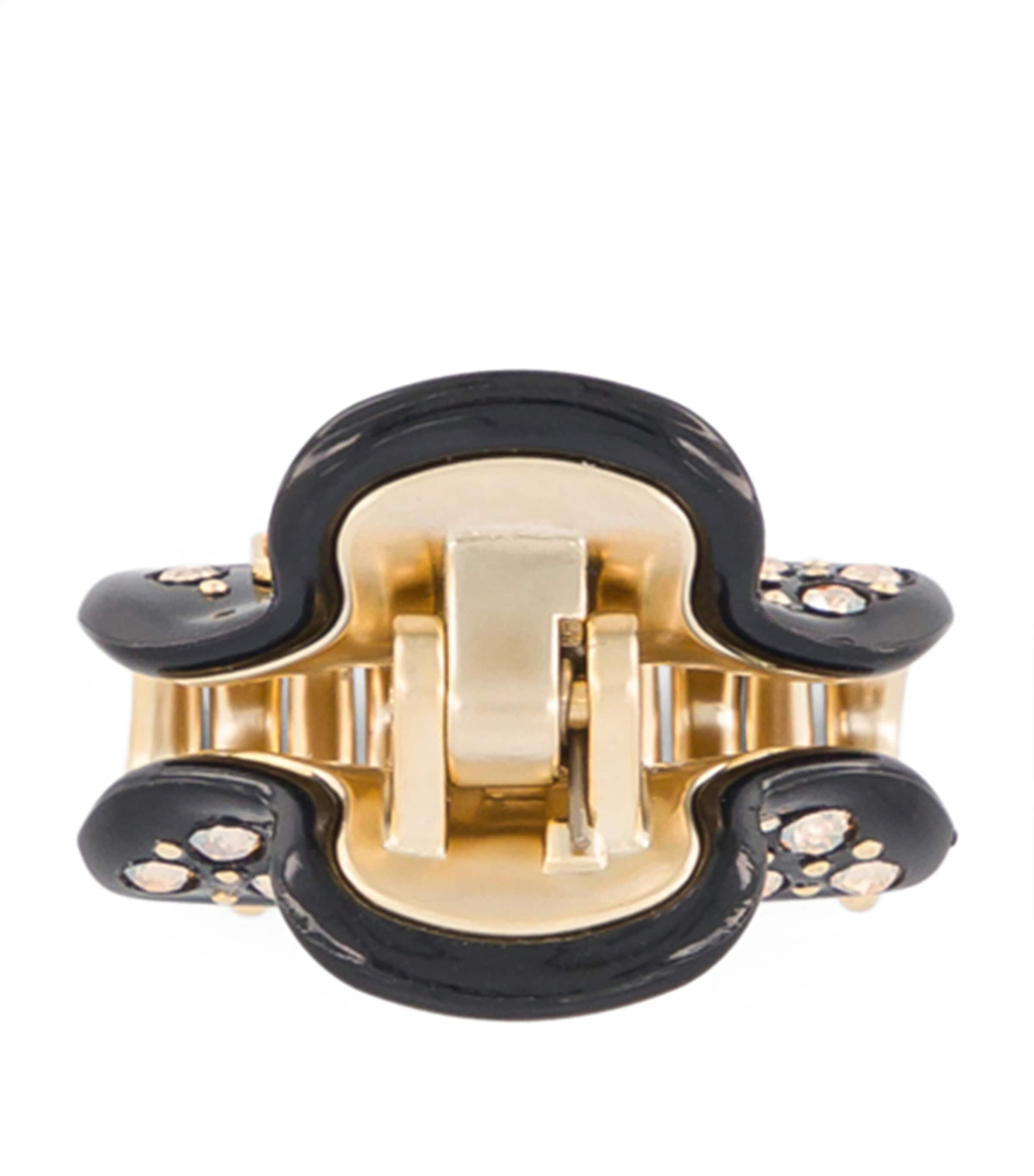 Gold-Plated Crystal-Embellished Claw Hair Clip N3- NOIR B/OR Image 3