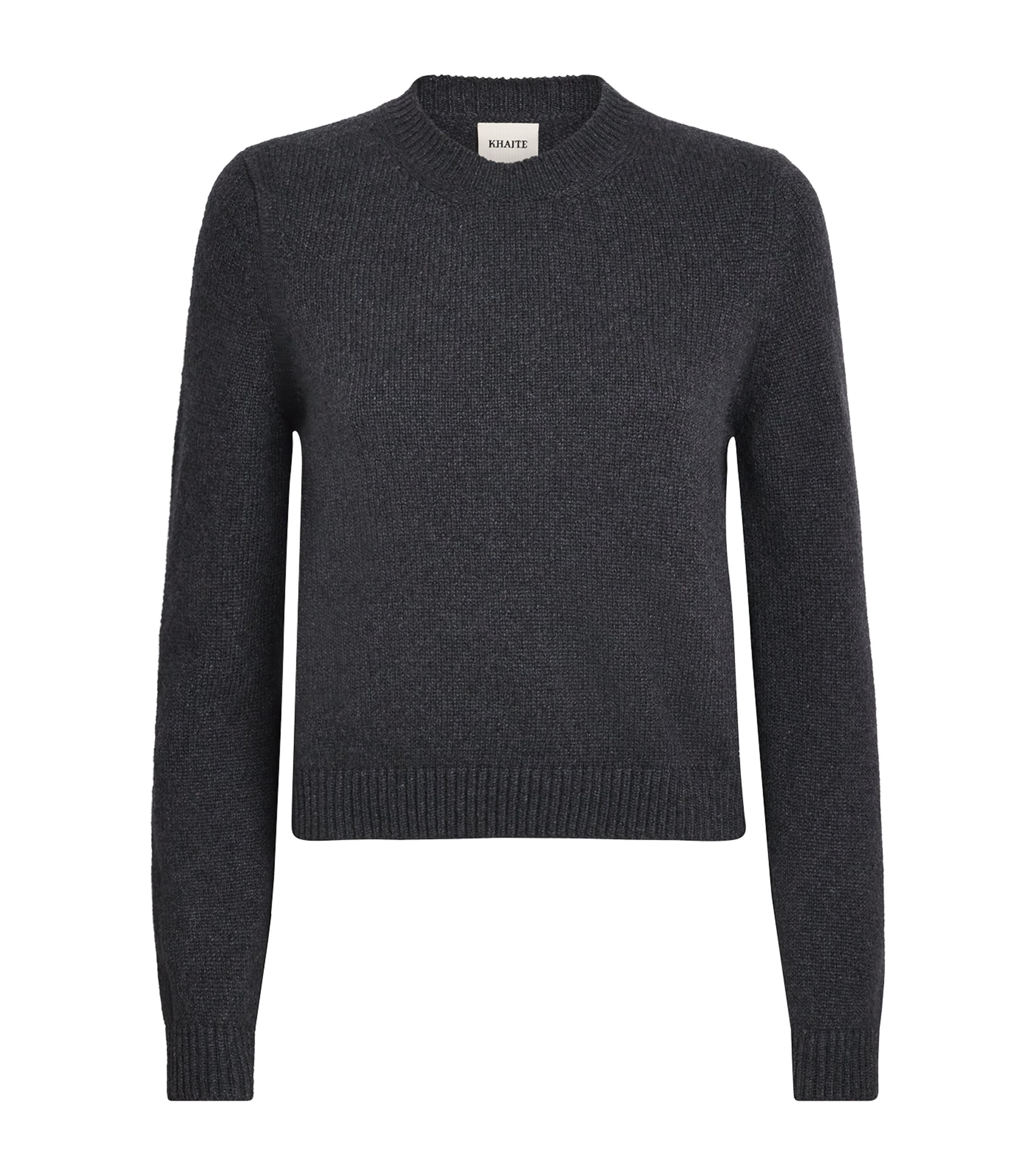 Khaite Womens Cashmere Crew-Neck Leta Sweater Charcoal Image 1