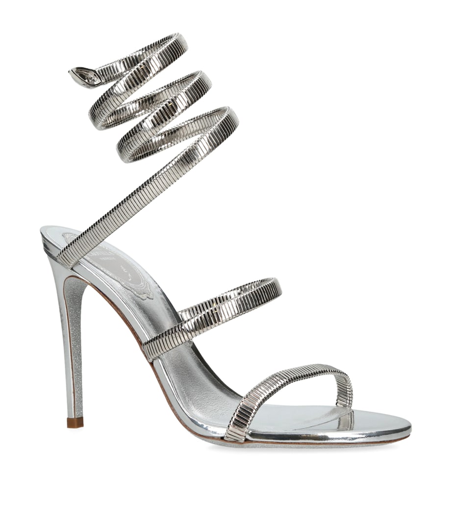 Leather Juniper Heeled Sandals 105 SILVER Image 3
