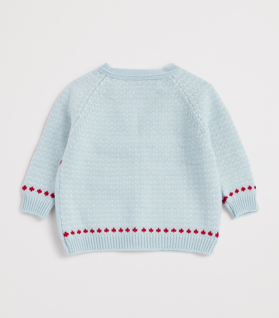 Rosie Sugden Cashmere Cardigan (3 Months - 3 Years) Spa Blu/swan Wht Bt Image 2